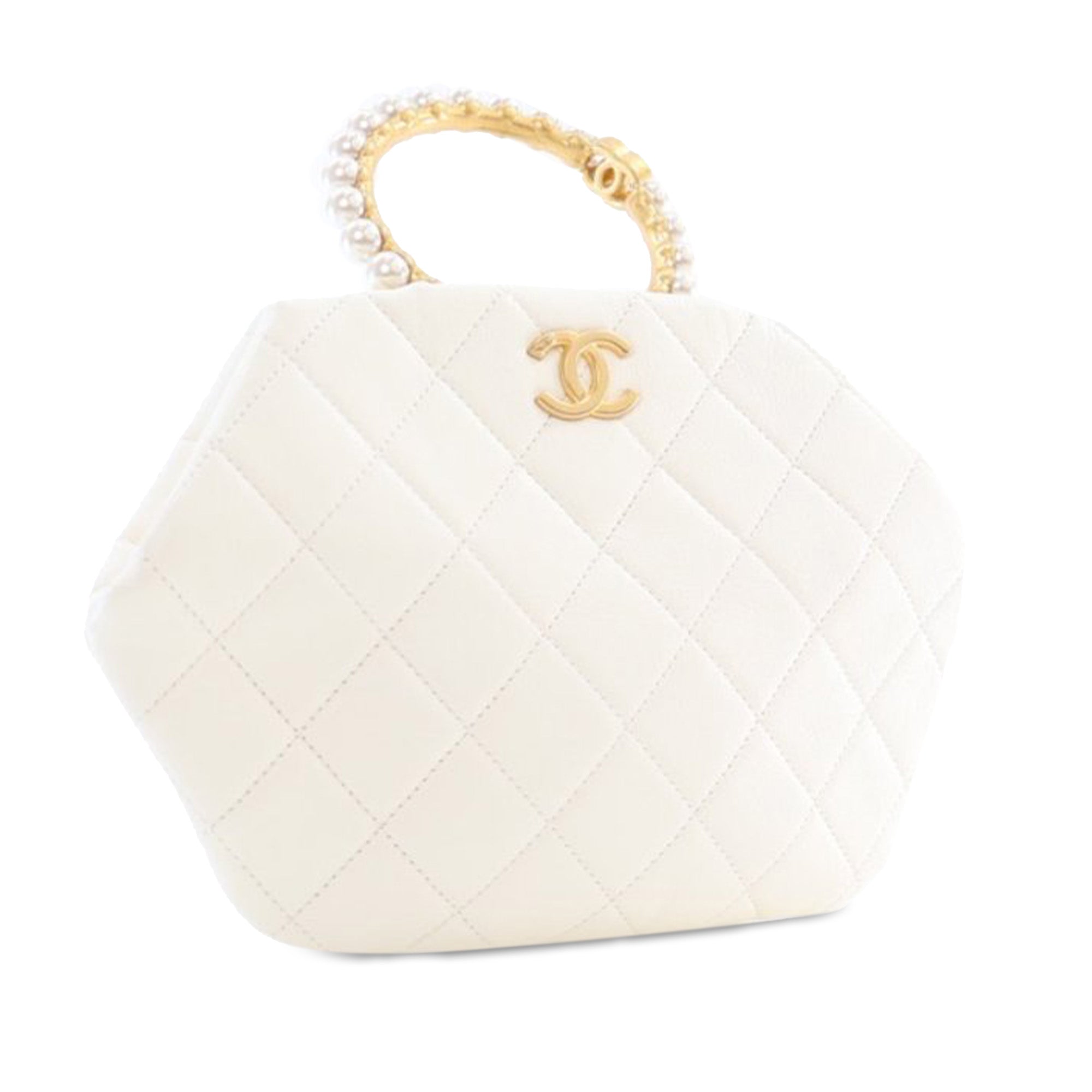 Chanel Quilted Lambskin Pearl Crown Handle Clutch Bag - image 2