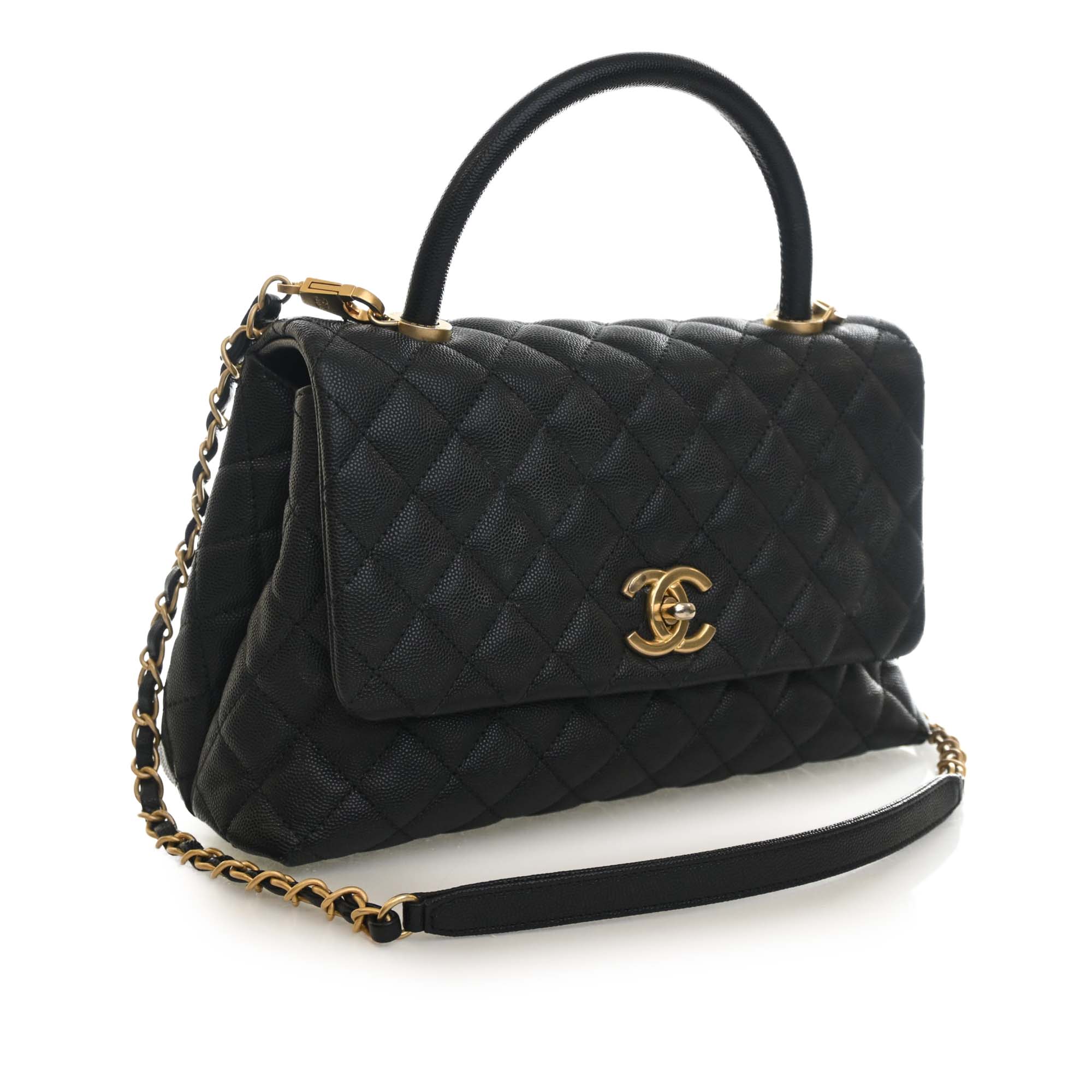 Chanel Medium Quilted Caviar Coco Top Handle Bag - image 3
