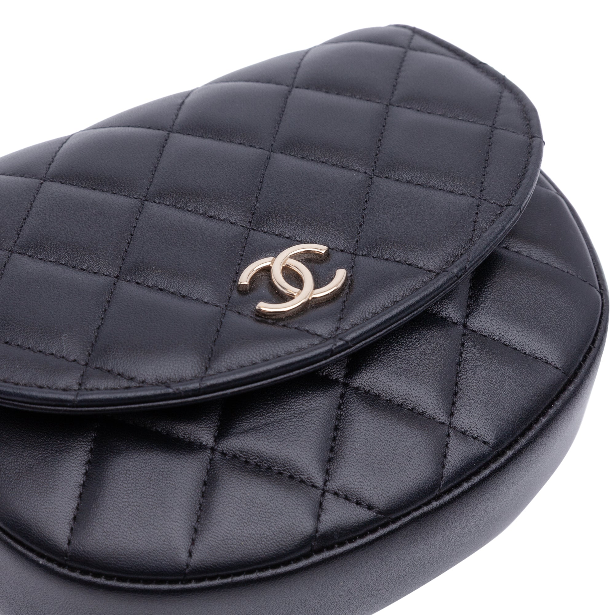 Chanel CC Quilted Lambskin Half Moon Top Handle Flap - image 7