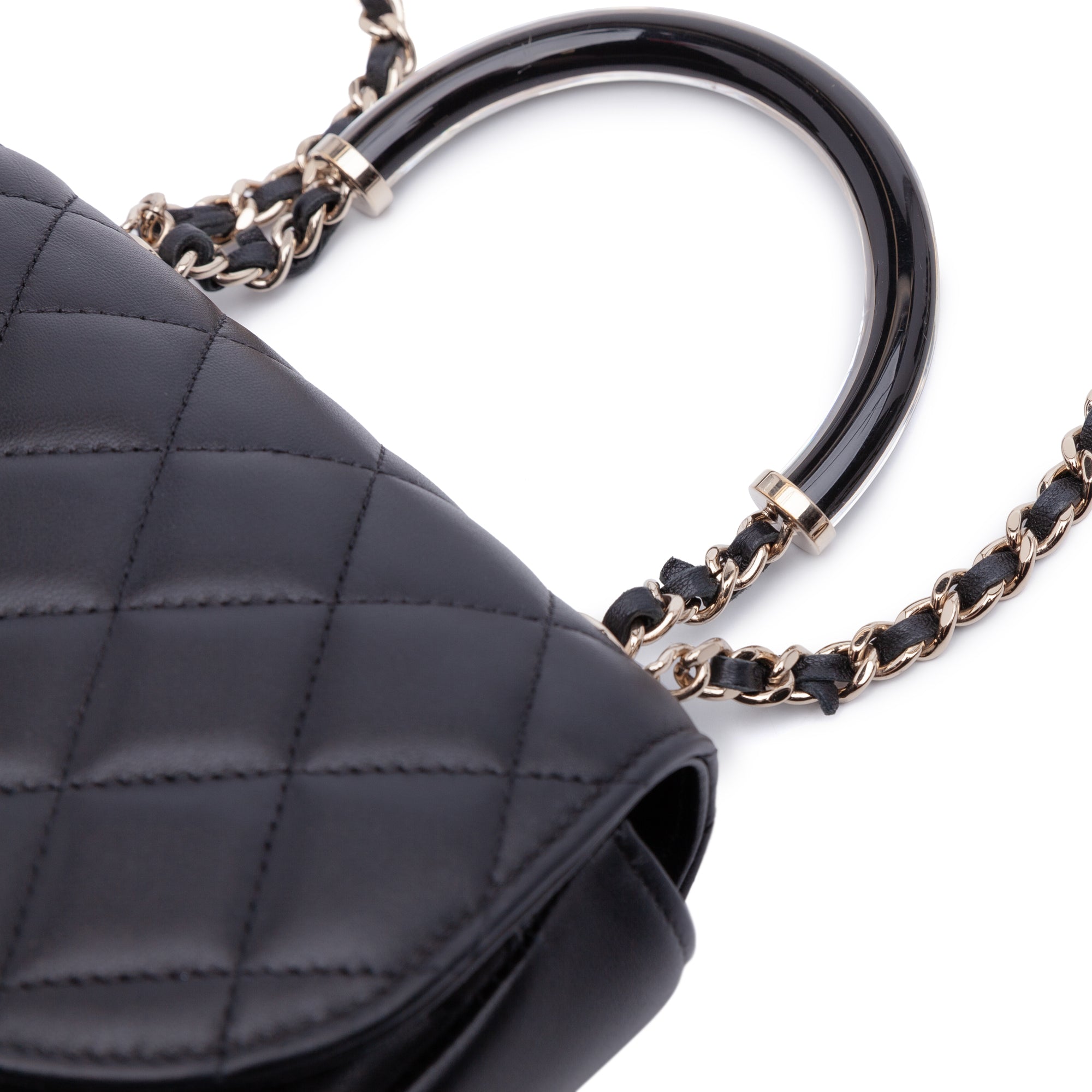 Chanel CC Quilted Lambskin Half Moon Top Handle Flap - image 8