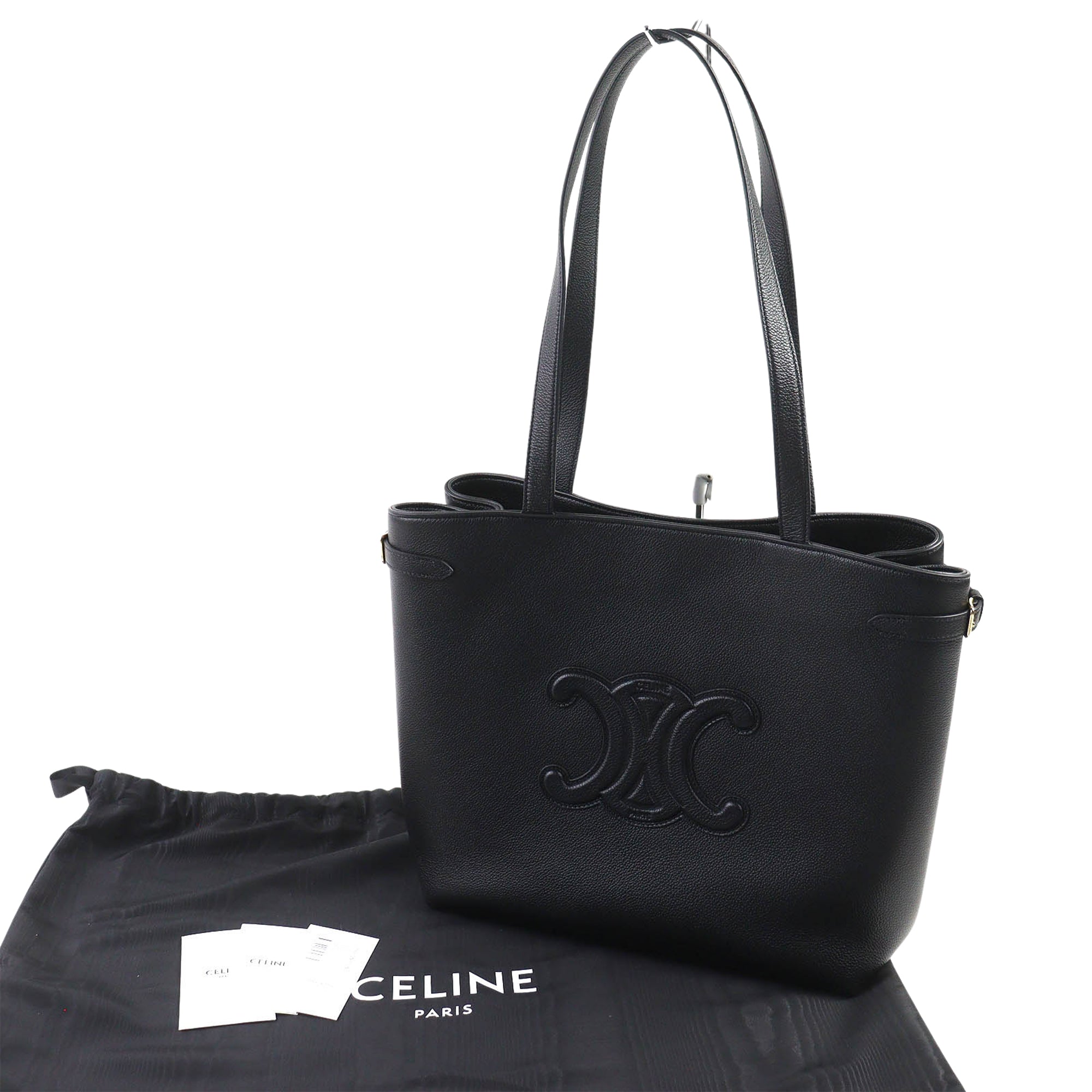 Celine Medium Grained Calfskin Cuir Triomphe Cabas Anais Tote - image 11