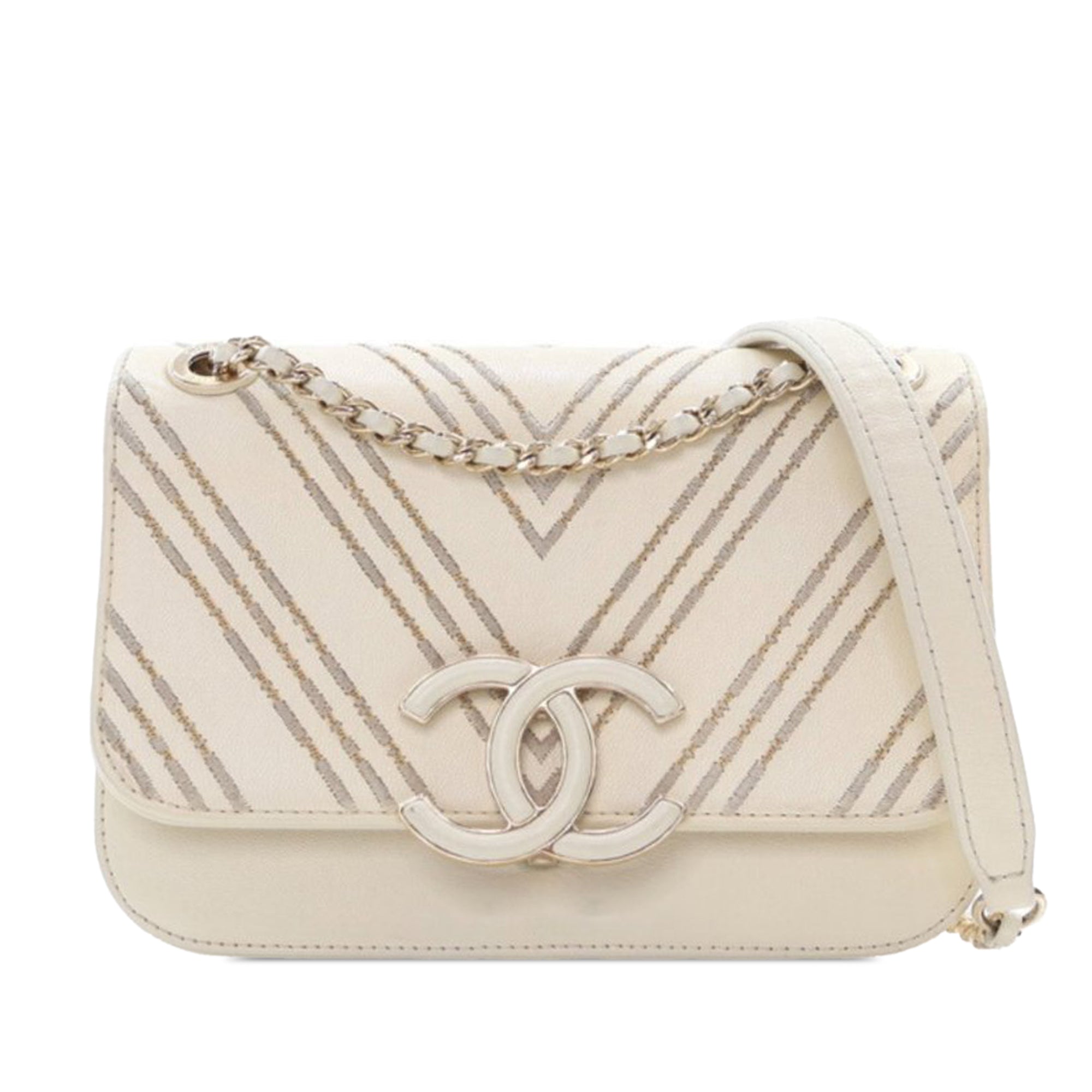 Chanel Small CC Chevron Sheepskin Subtle Flap - image 1