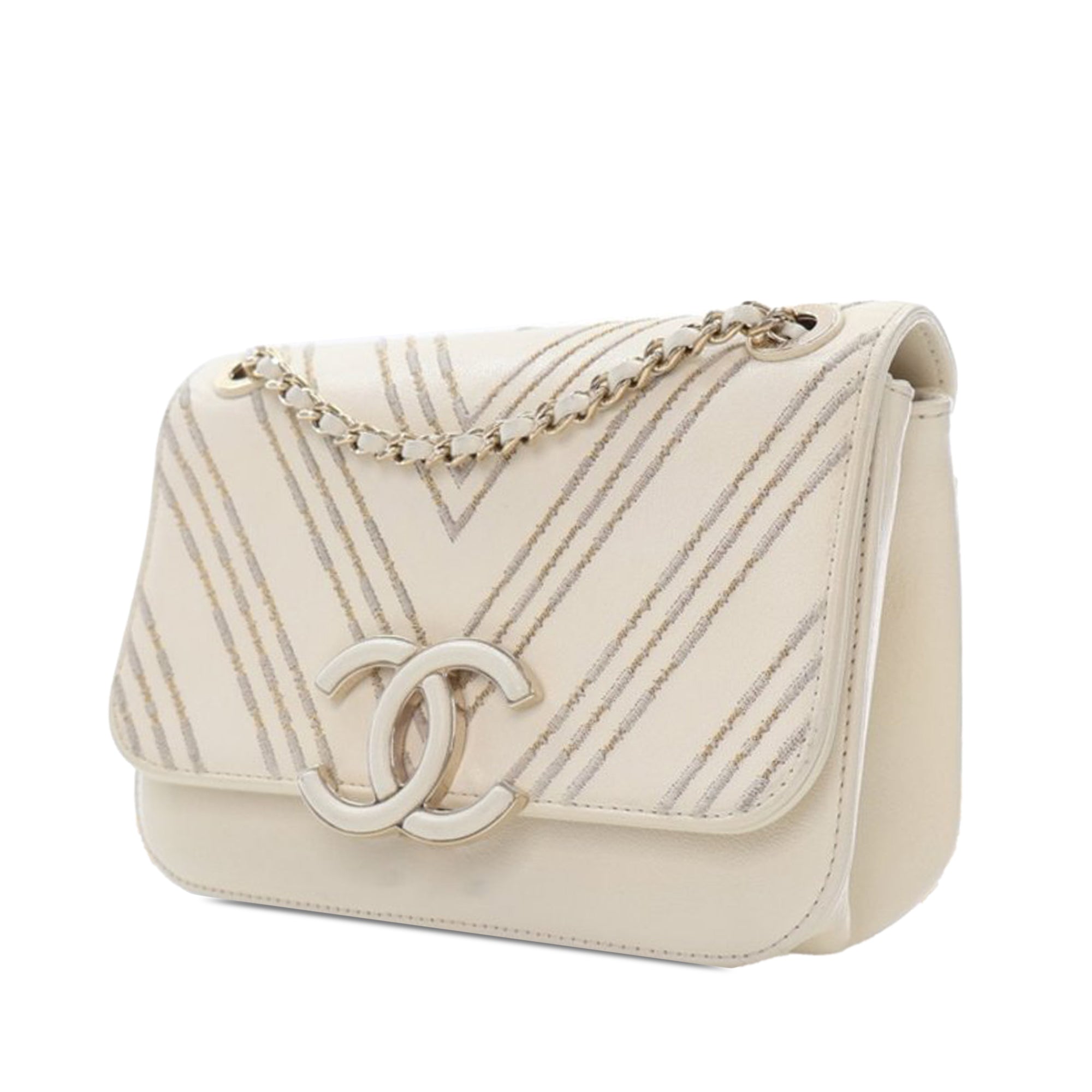 Chanel Small CC Chevron Sheepskin Subtle Flap - image 3