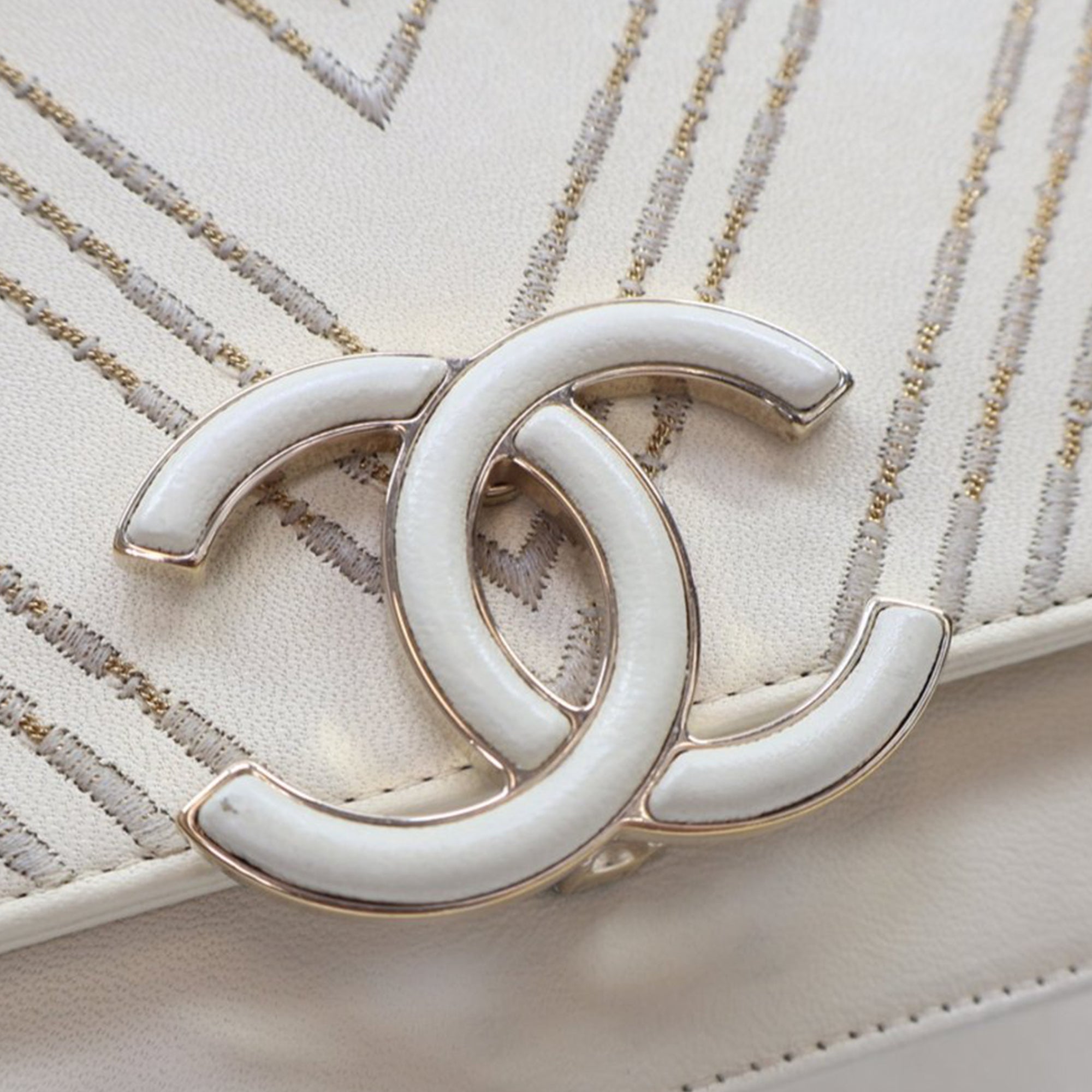 Chanel Small CC Chevron Sheepskin Subtle Flap - image 8