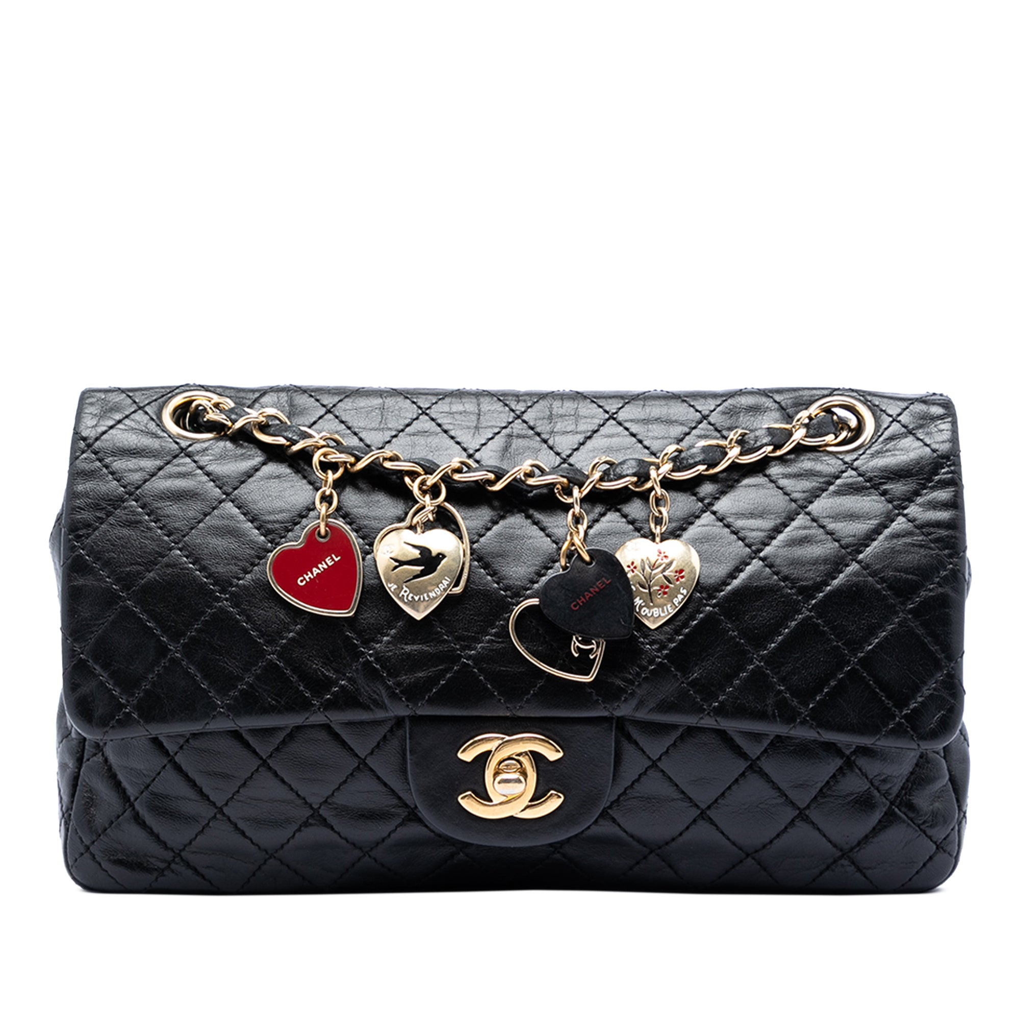 Chanel Medium Classic Lambskin Valentines Heart Charms Single Flap - image 1