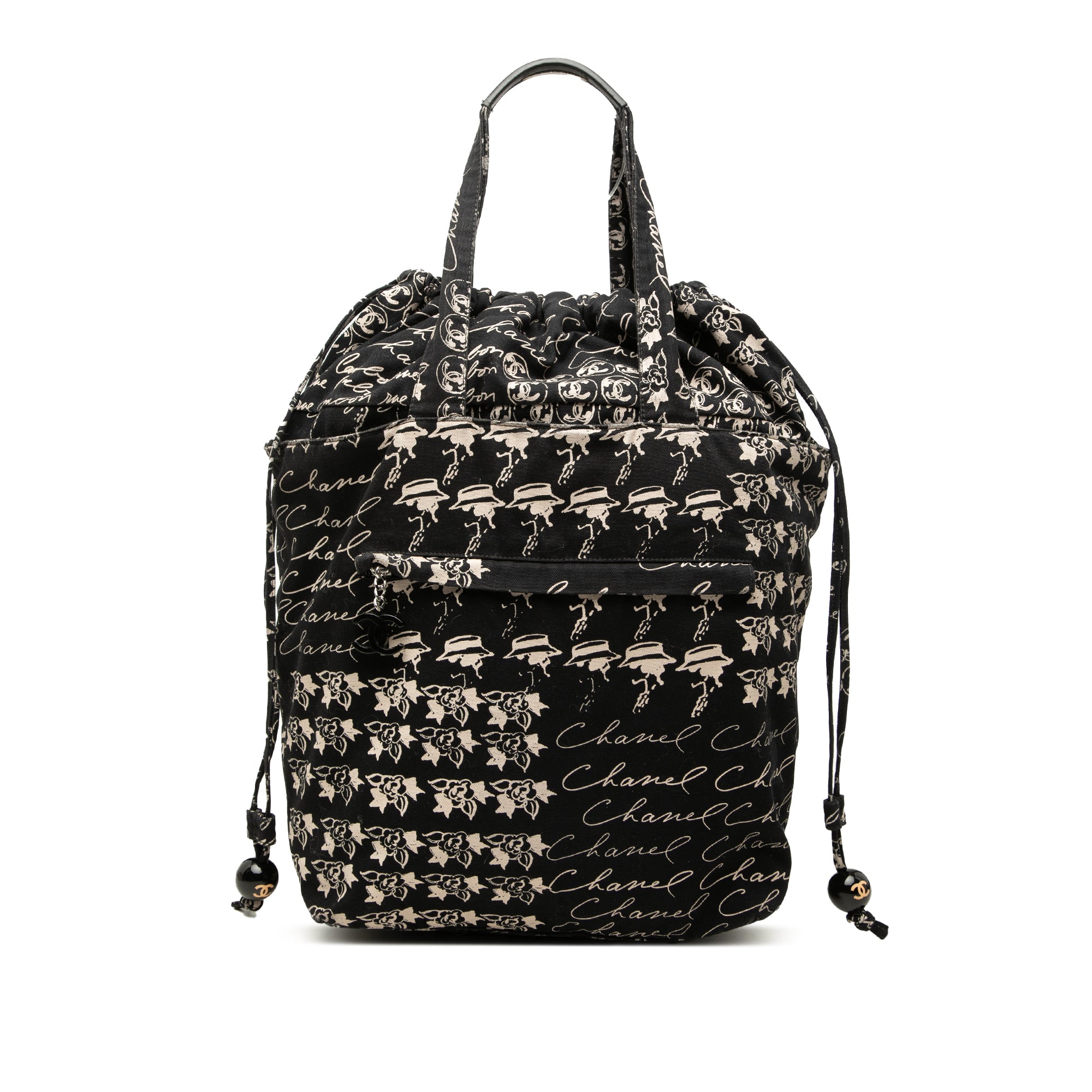 Chanel CC Canvas Grafitti Drawstring Tote - image 1