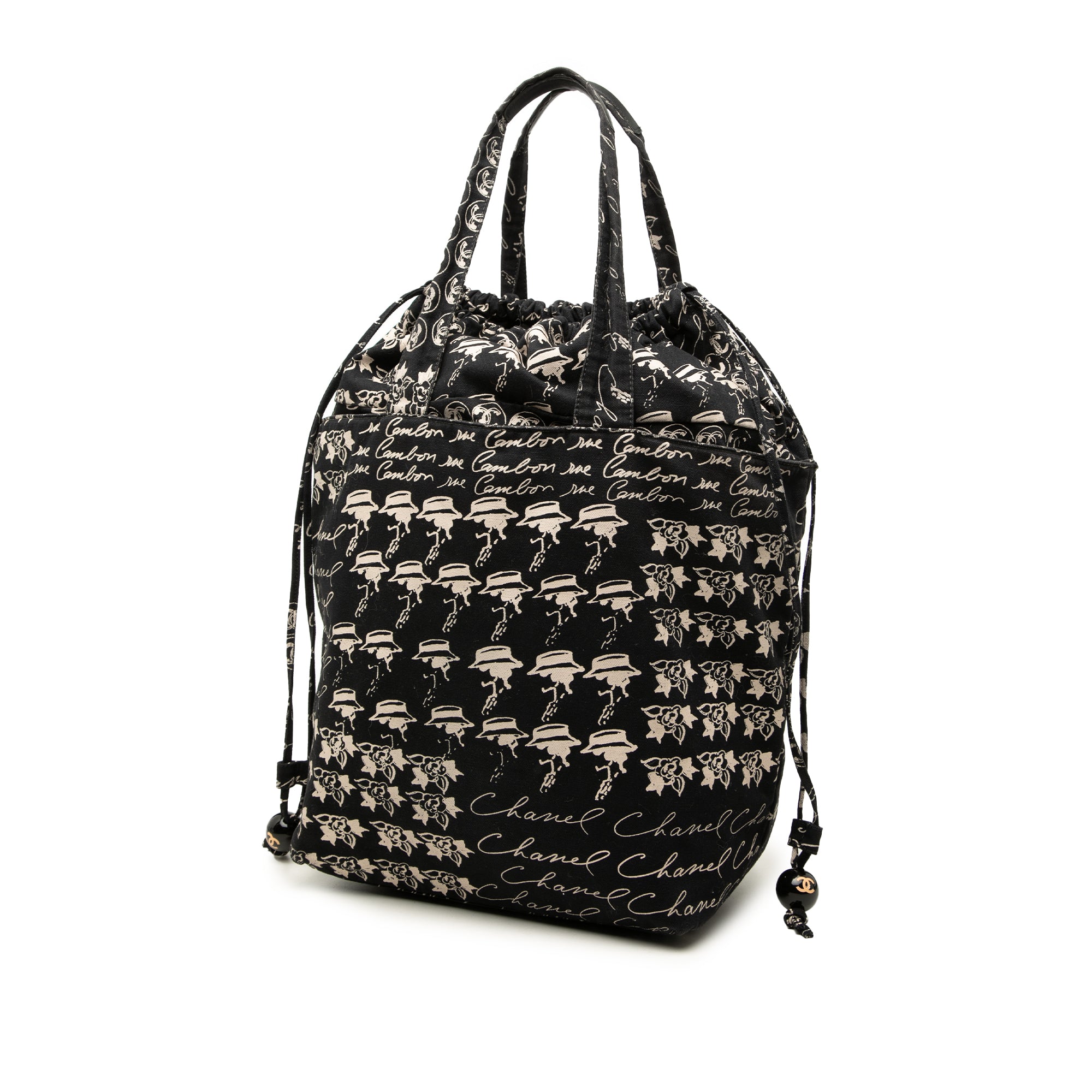 Chanel CC Canvas Grafitti Drawstring Tote - image 2