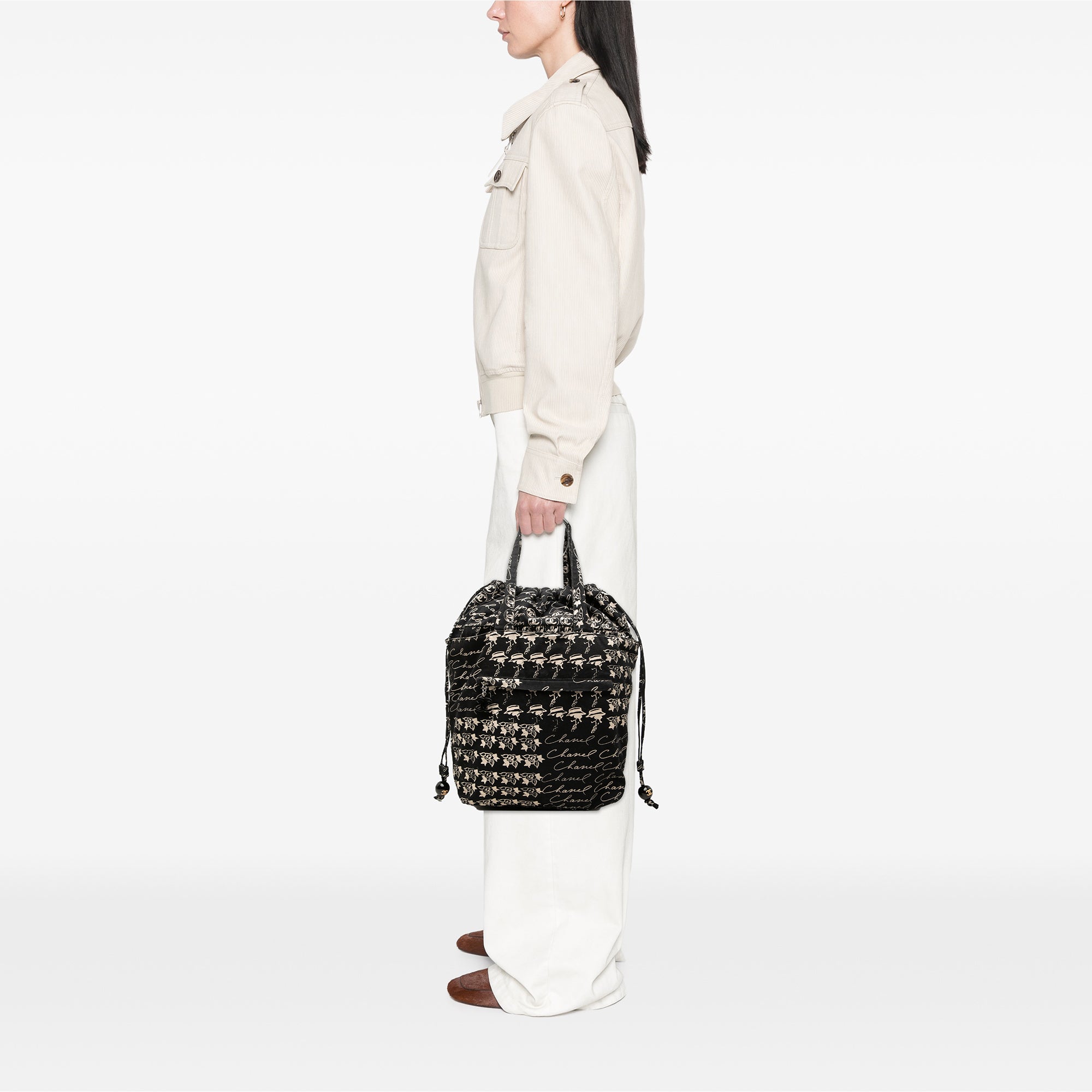 Chanel CC Canvas Grafitti Drawstring Tote - image 6