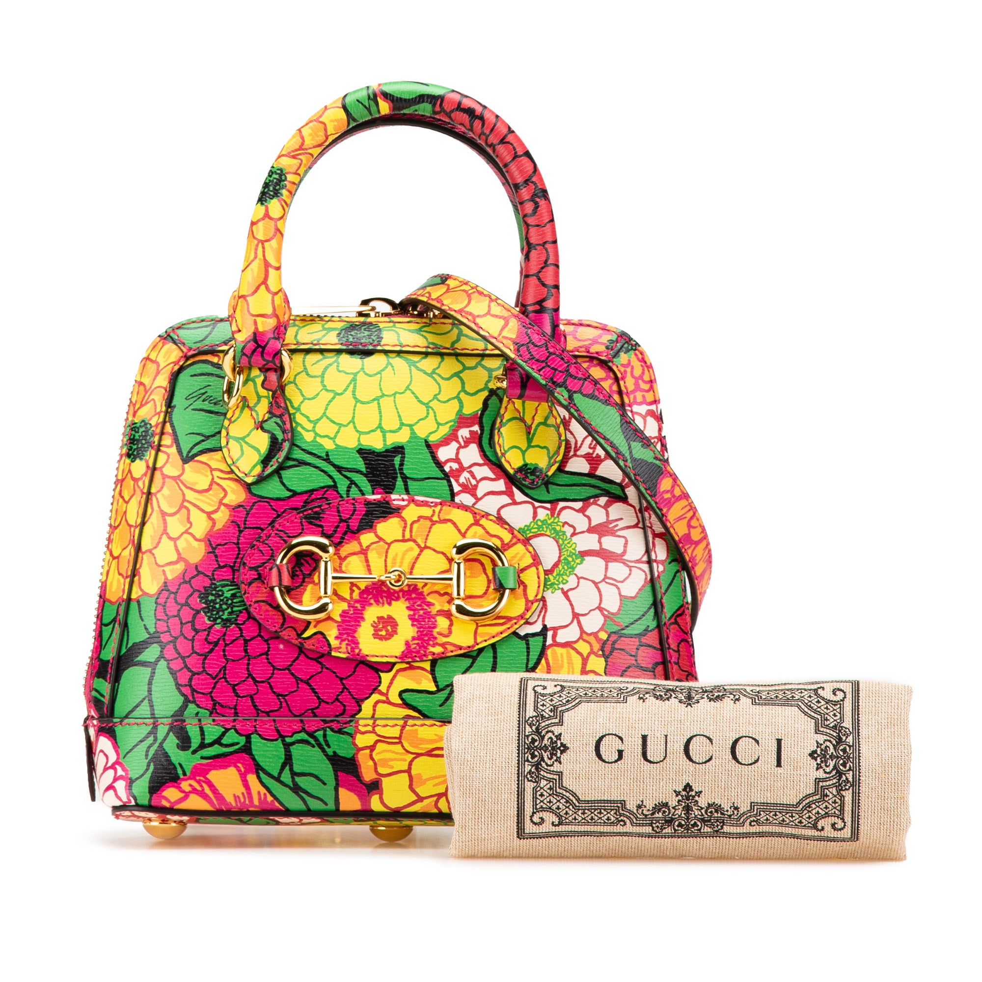 Gucci Ken Scott Mini Textured Calfskin Pomponica Horsebit 1955 Top Handle Bag - image 13