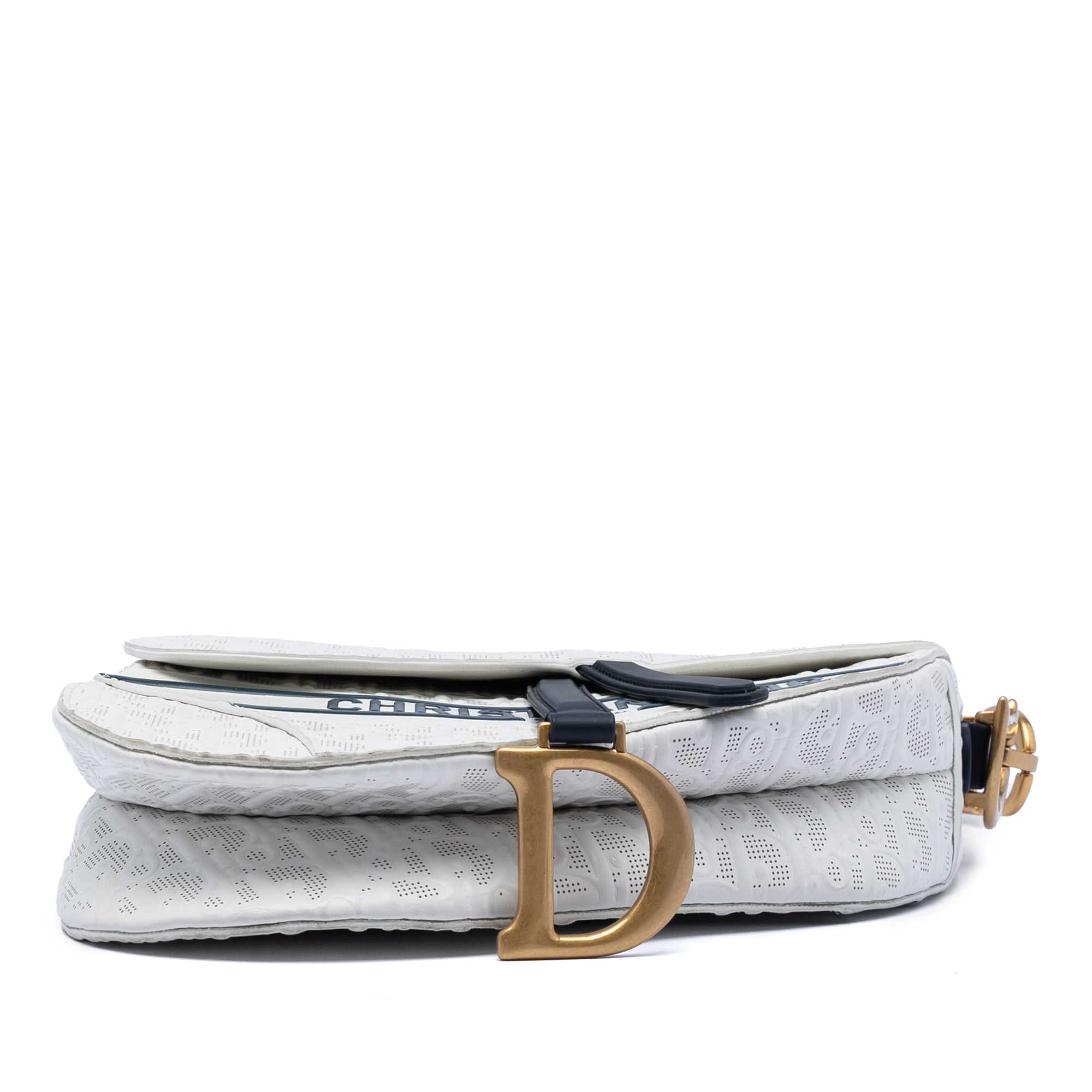Dior Perforated Oblique Embossed Calfskin Saddle Bag - image 3