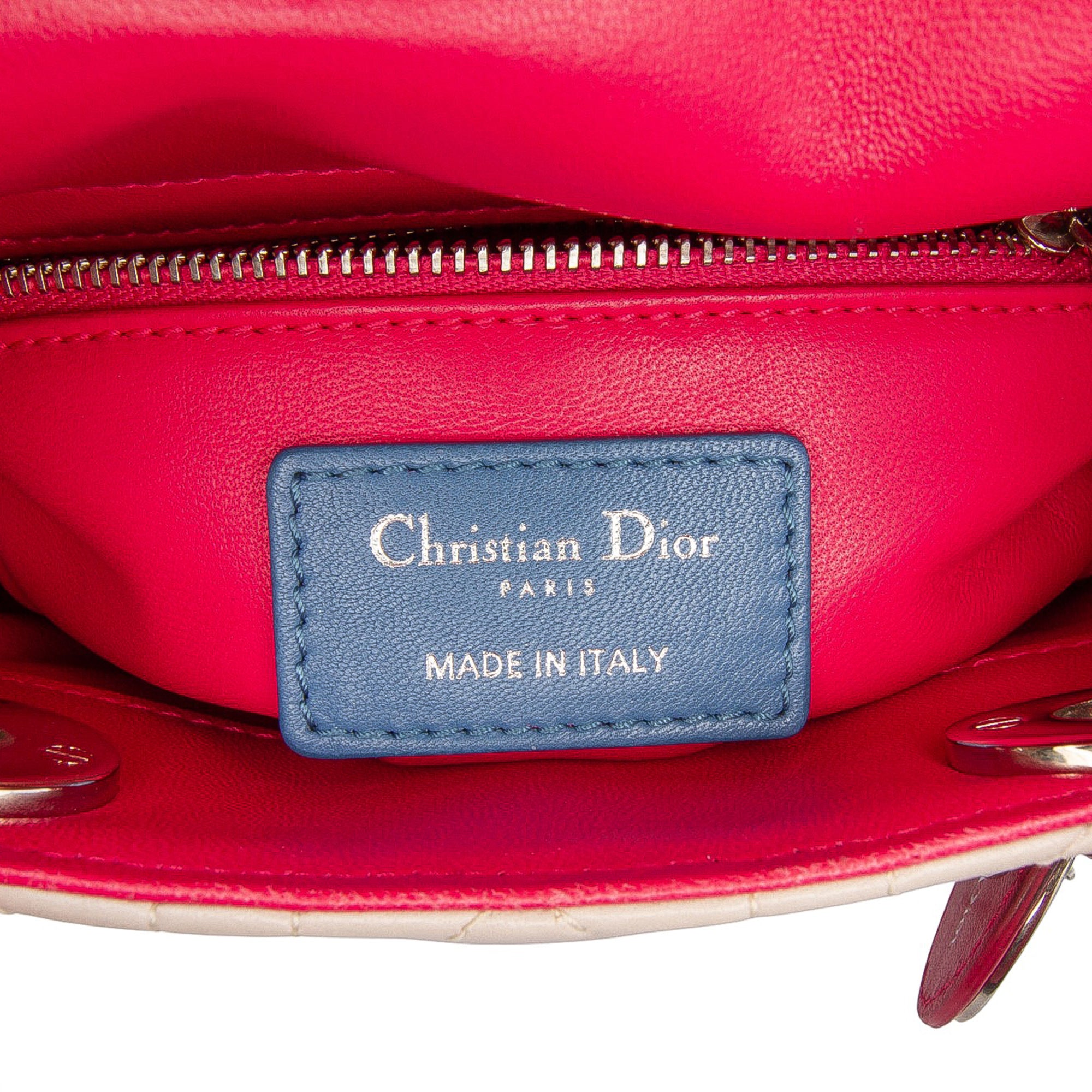 Dior Mini Tricolor Lambskin Cannage Lady Dior - image 5