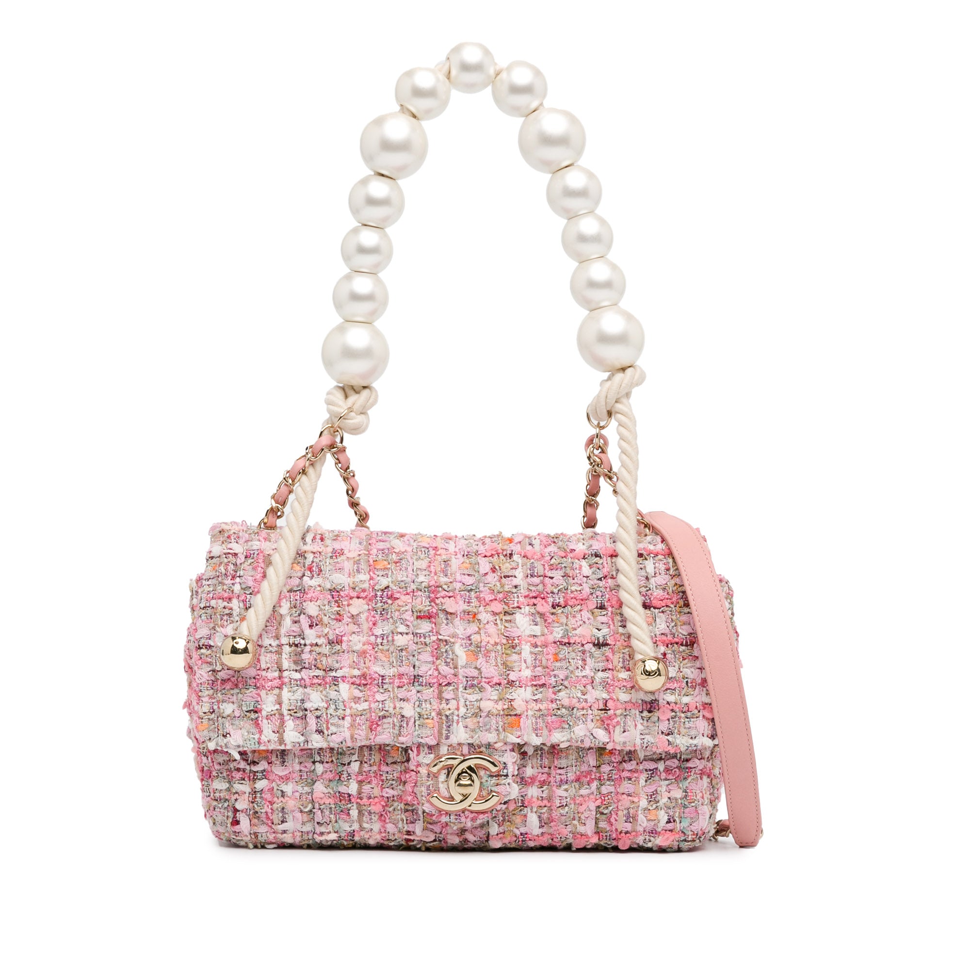 Chanel Medium Tweed Large Pearl Handle Flap - image 1