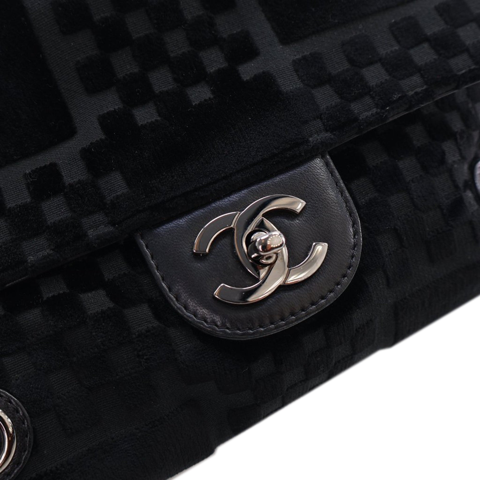 Chanel CC Check Embossed Velvet Belted Side Flap - image 8