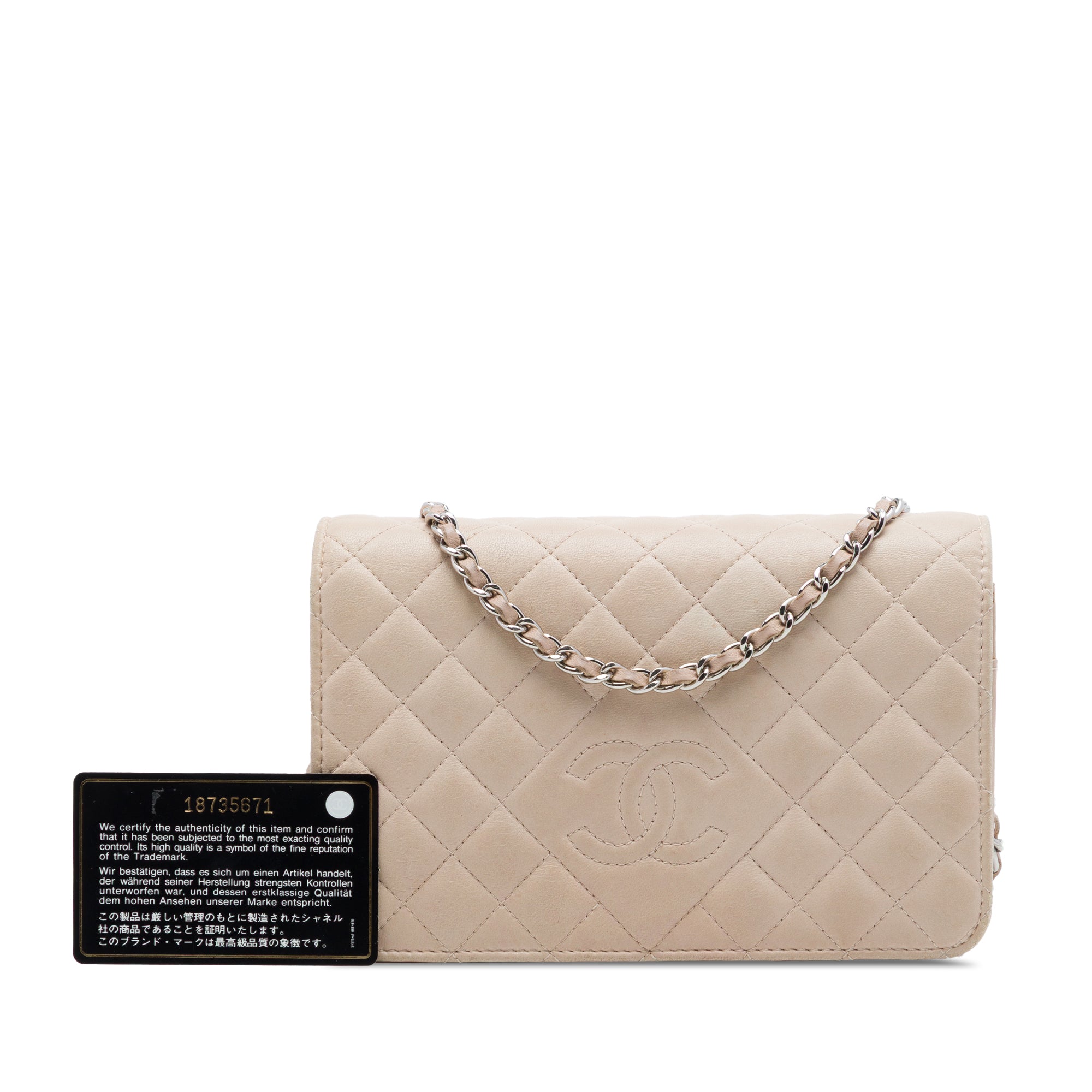 Chanel CC Quilted Lambskin Diamond Wallet On Chain - image 7