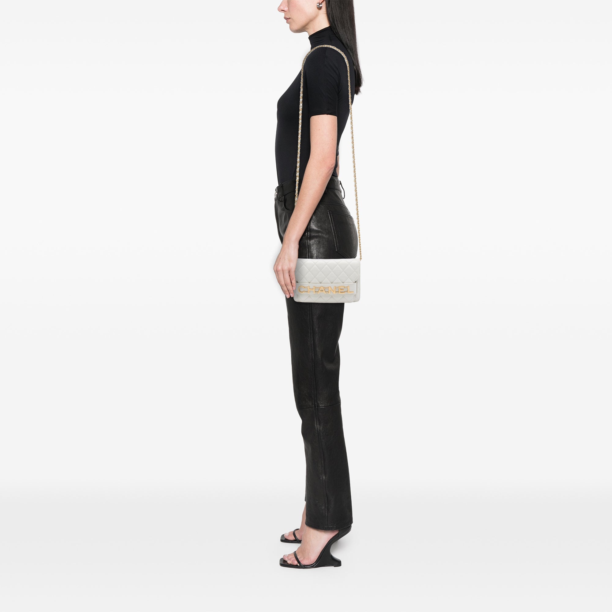 Chanel Quilted Calfskin Enchained Flap Wallet on Chain - image 6