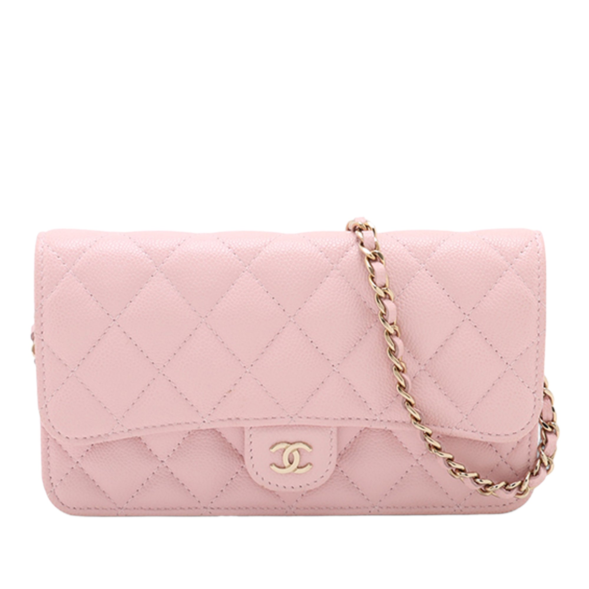 Chanel CC Quilted Caviar Flap Phone Holder Wallet on Chain - image 1