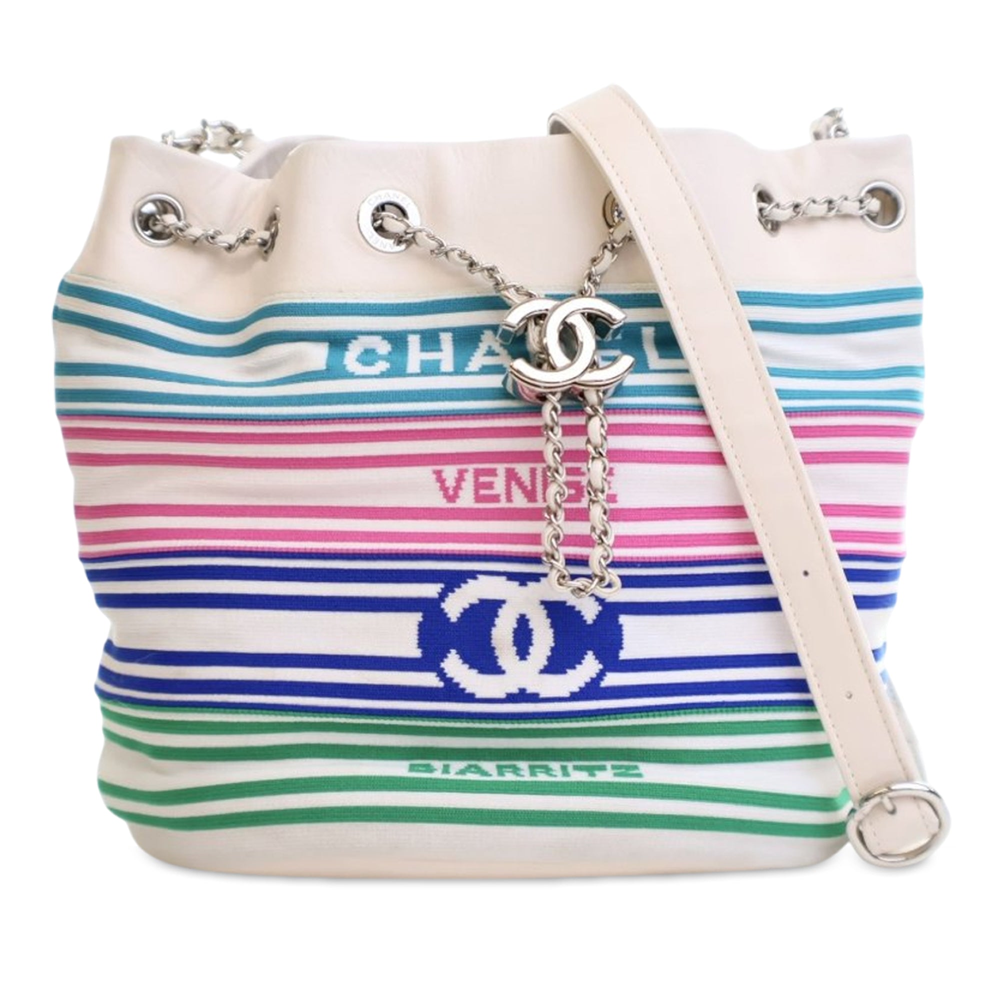 Chanel Mixed Fibers and Aged Calfskin Venise Biarritz Bucket Bag - image 1