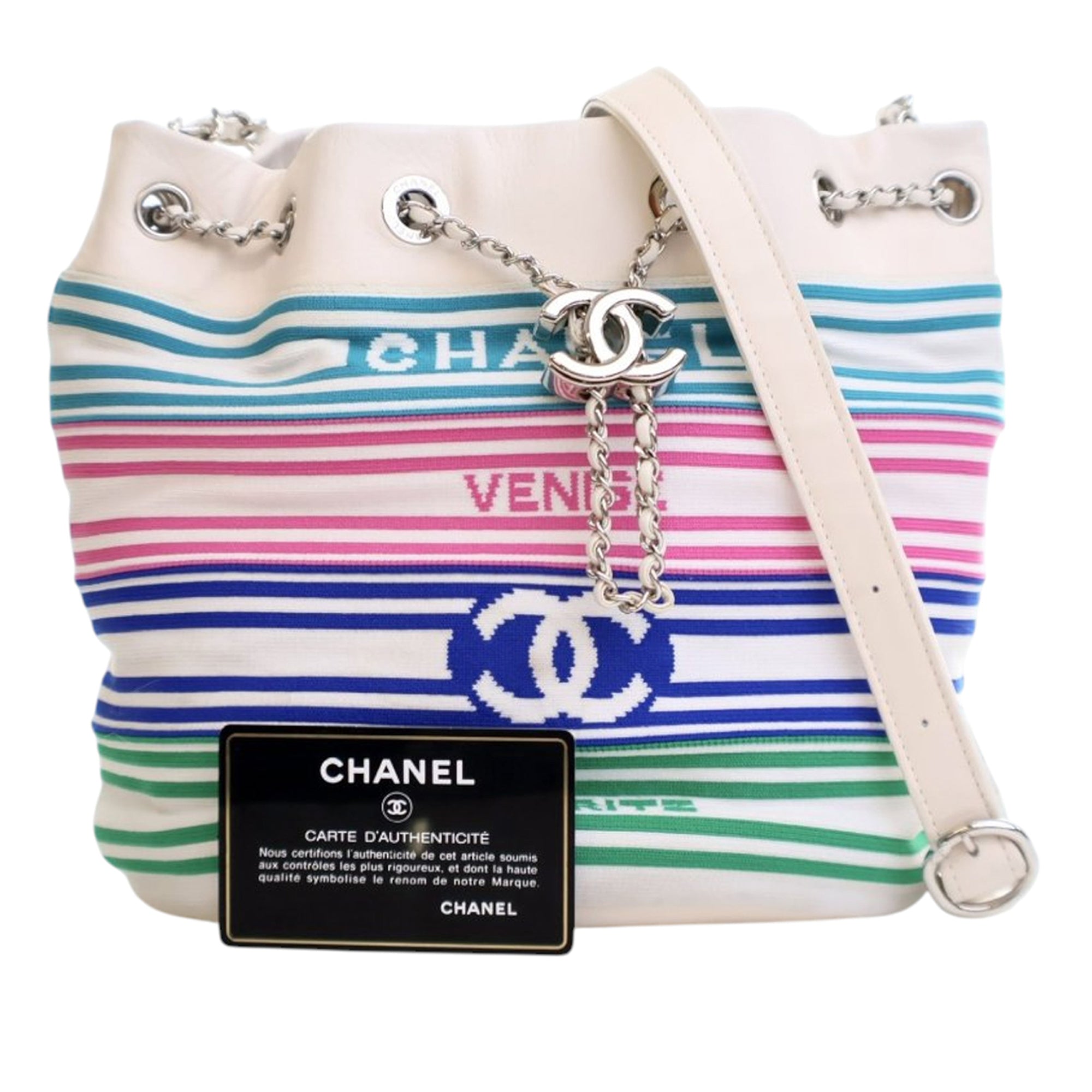 Chanel Mixed Fibers and Aged Calfskin Venise Biarritz Bucket Bag - image 12