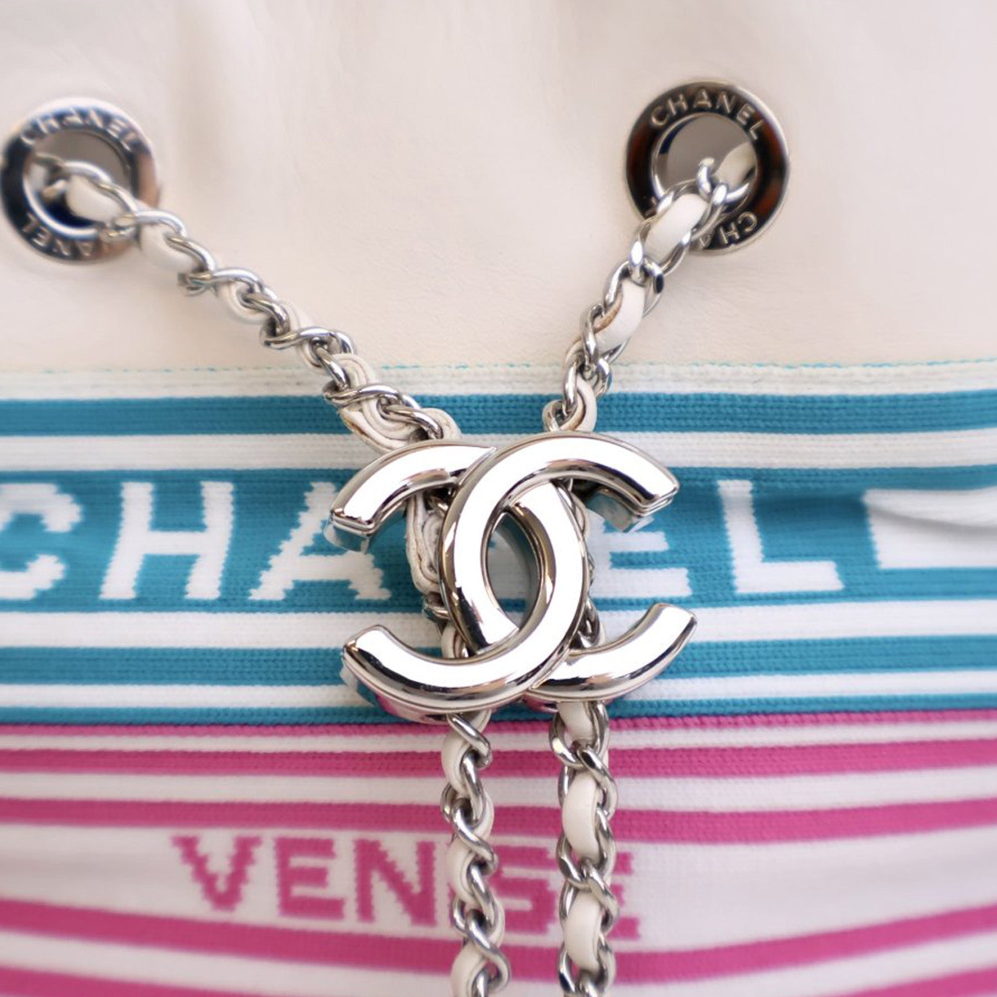 Chanel Mixed Fibers and Aged Calfskin Venise Biarritz Bucket Bag - image 6