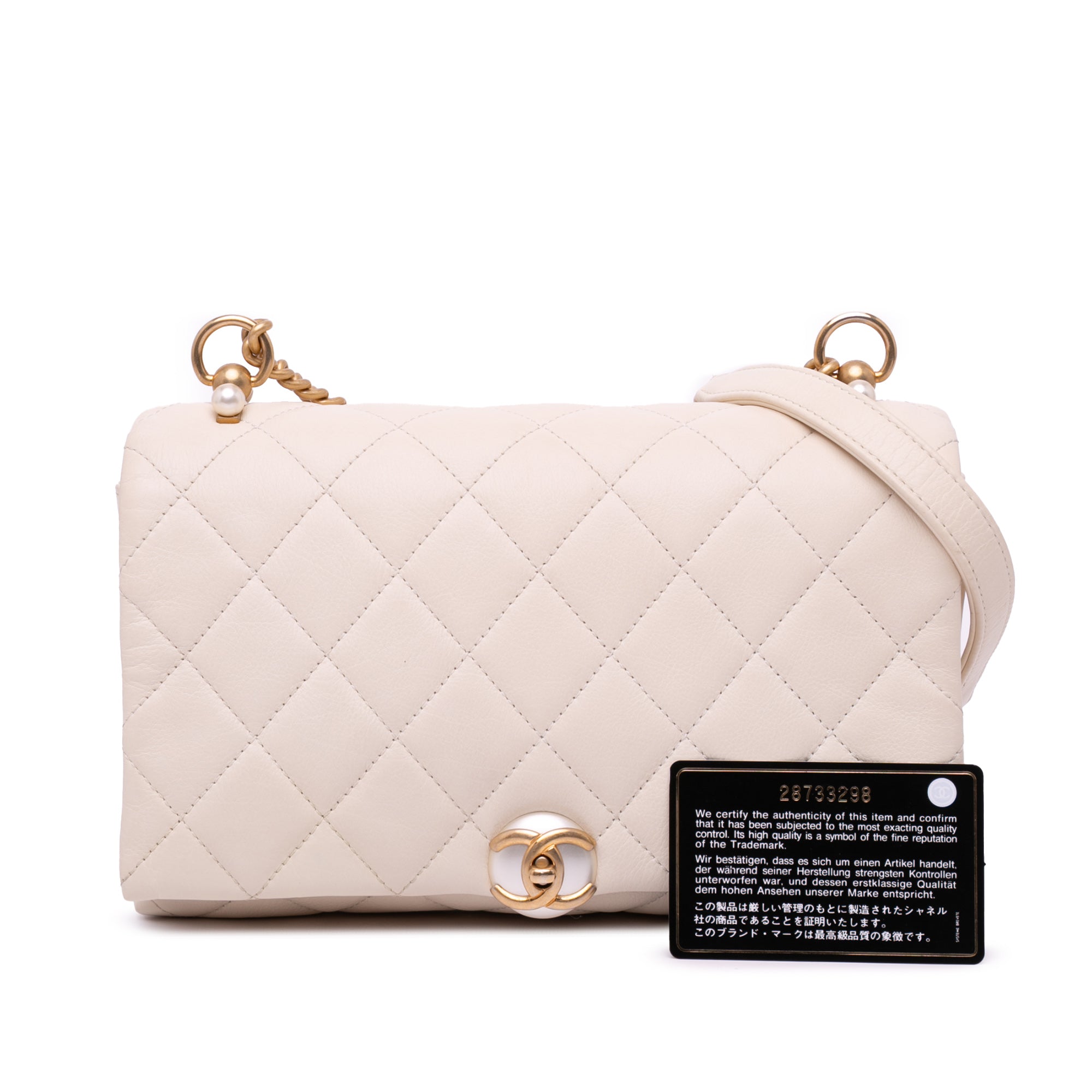 Chanel Small Quilted Calfskin Pearl CC Accordion Flap - image 14