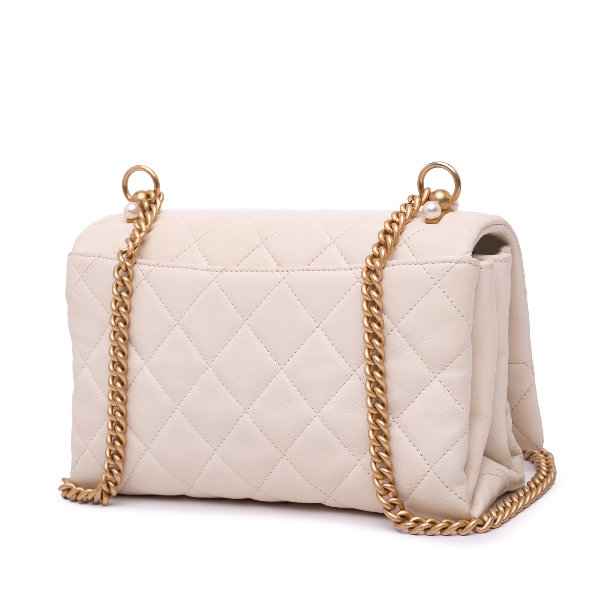 Chanel Small Quilted Calfskin Pearl CC Accordion Flap - image 2