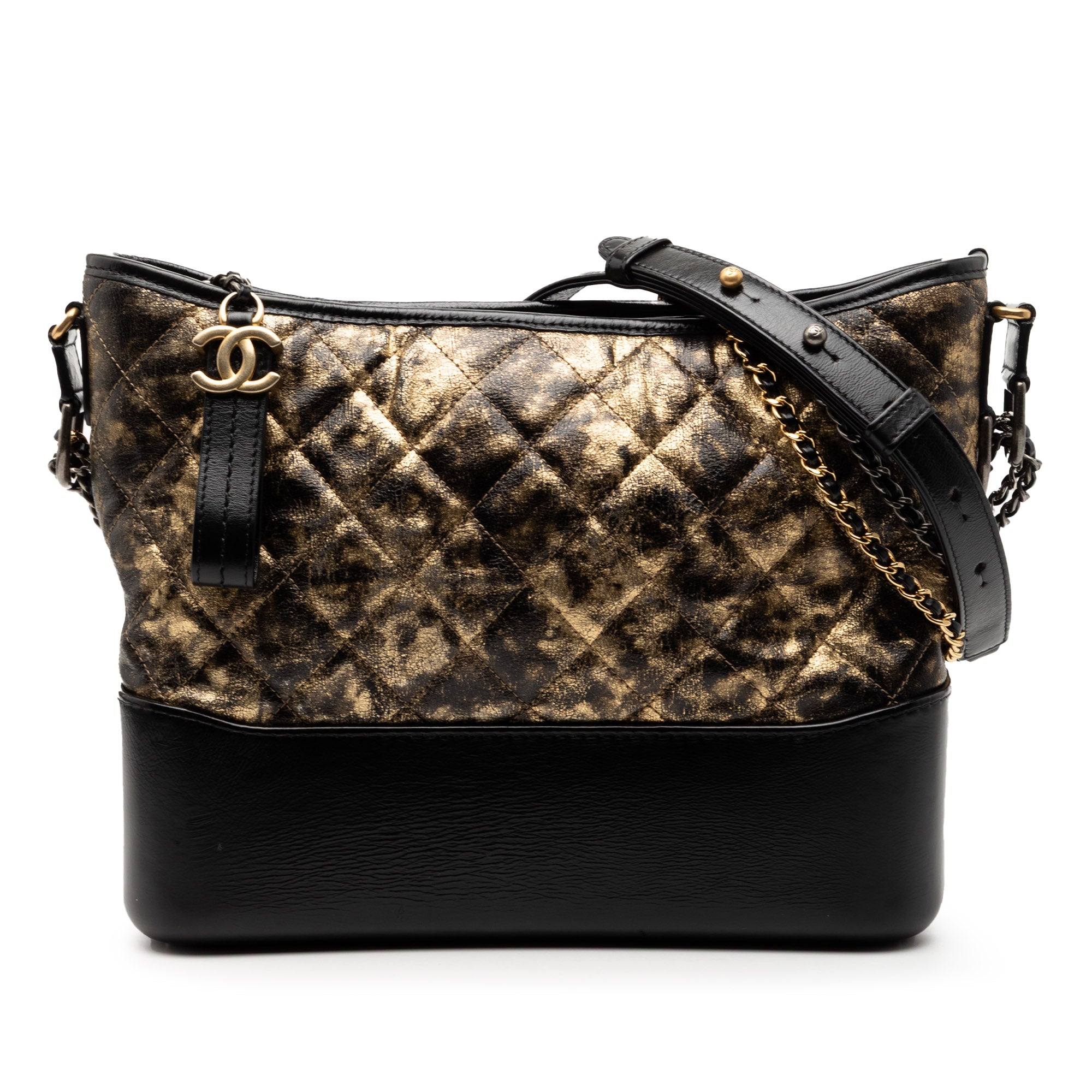 Chanel Medium Quilted Metallic Crumpled Goatskin Gabrielle Hobo - image 1