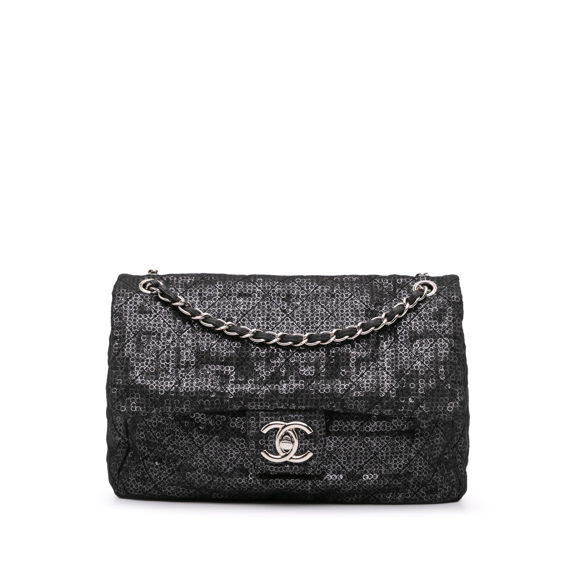 Chanel Maxi Hidden Sequins Mesh Single Flap - image 1