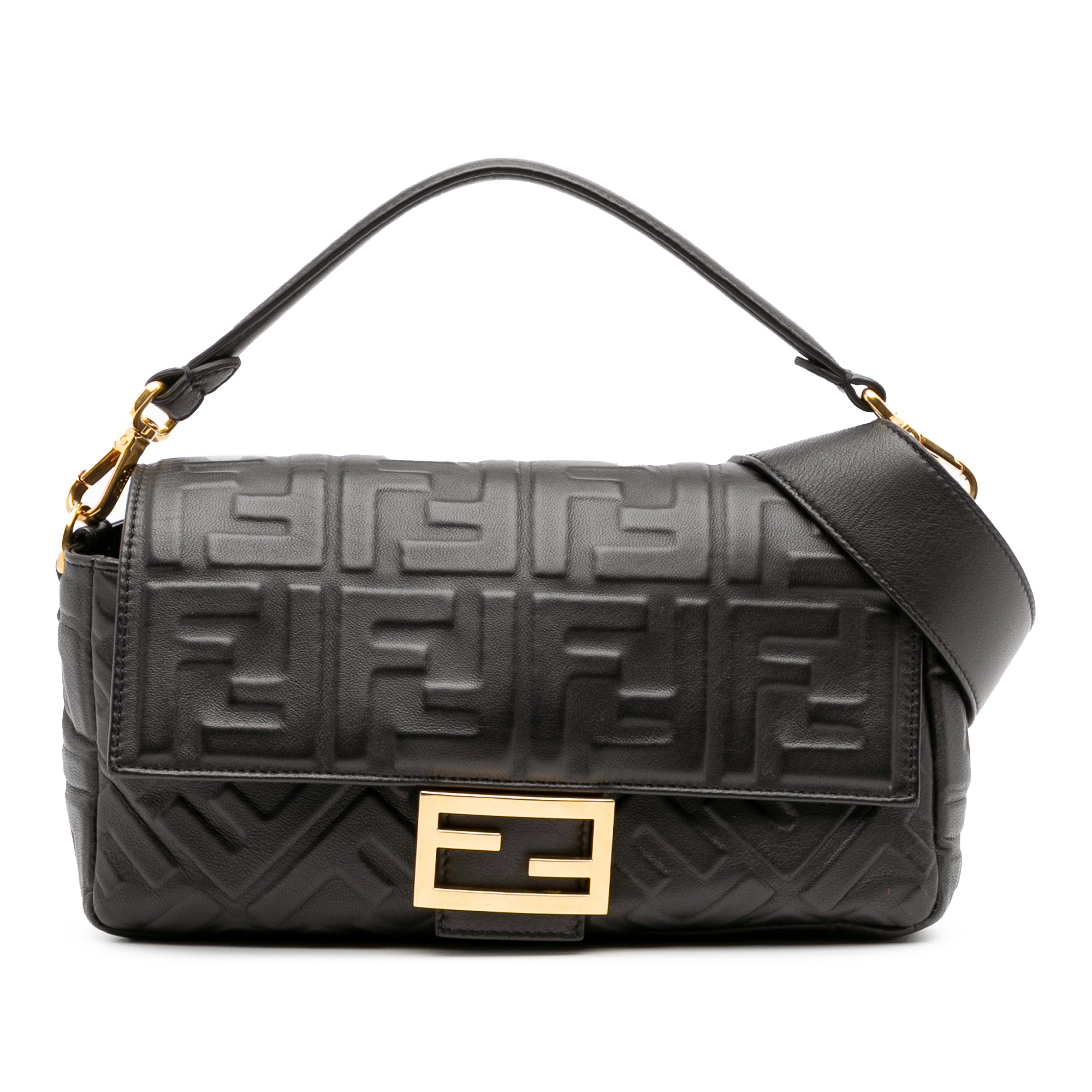 Fendi Zucca Embossed Leather Baguette Satchel - image 1