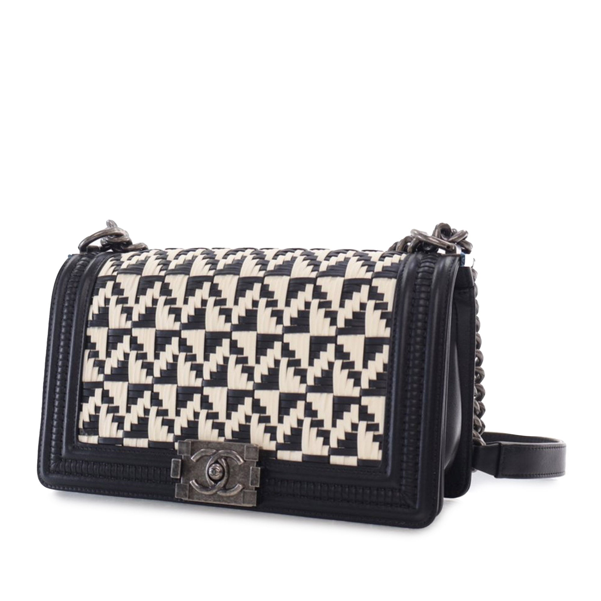 Chanel Old Medium Bicolor Woven Calfskin Boy Flap - image 2