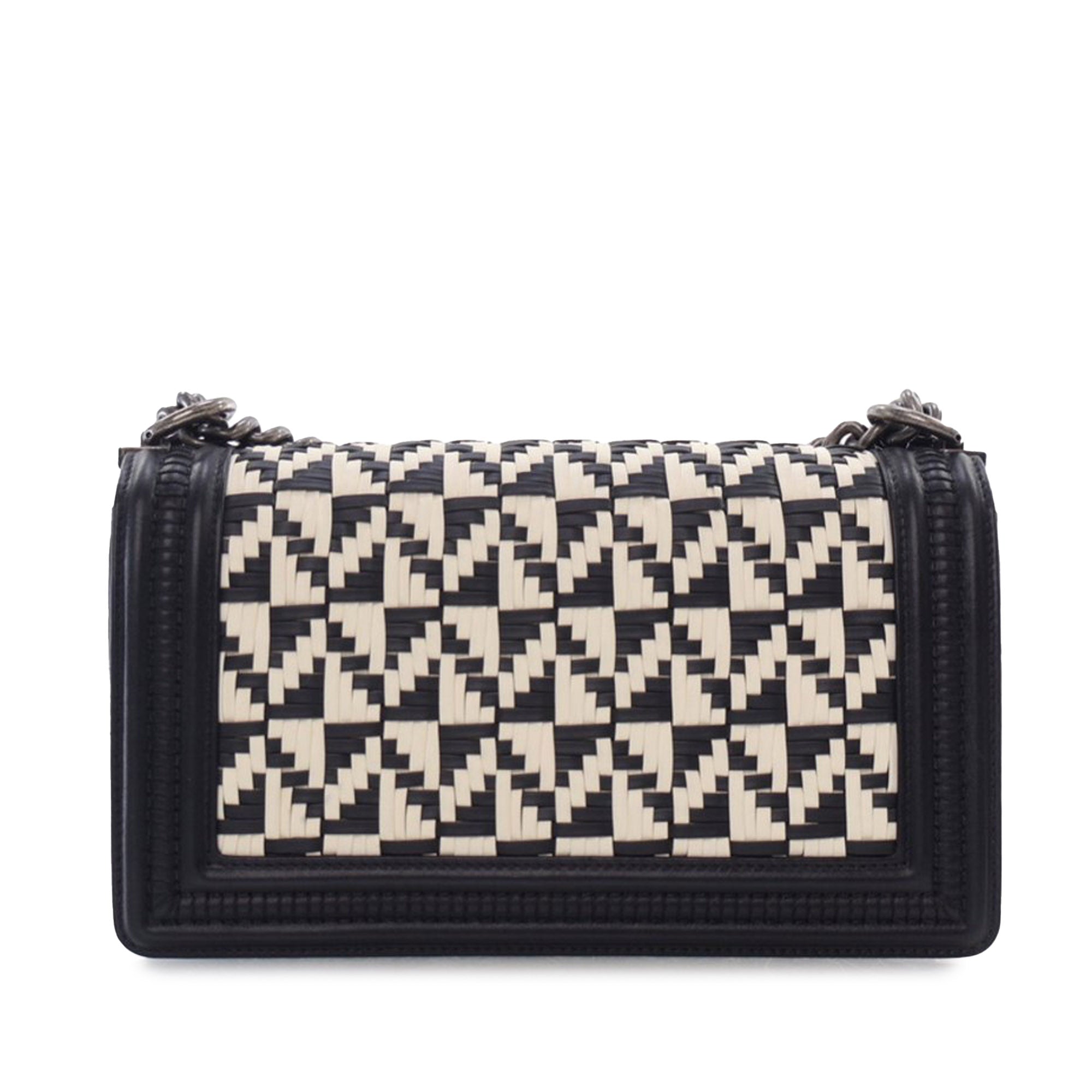 Chanel Old Medium Bicolor Woven Calfskin Boy Flap - image 4