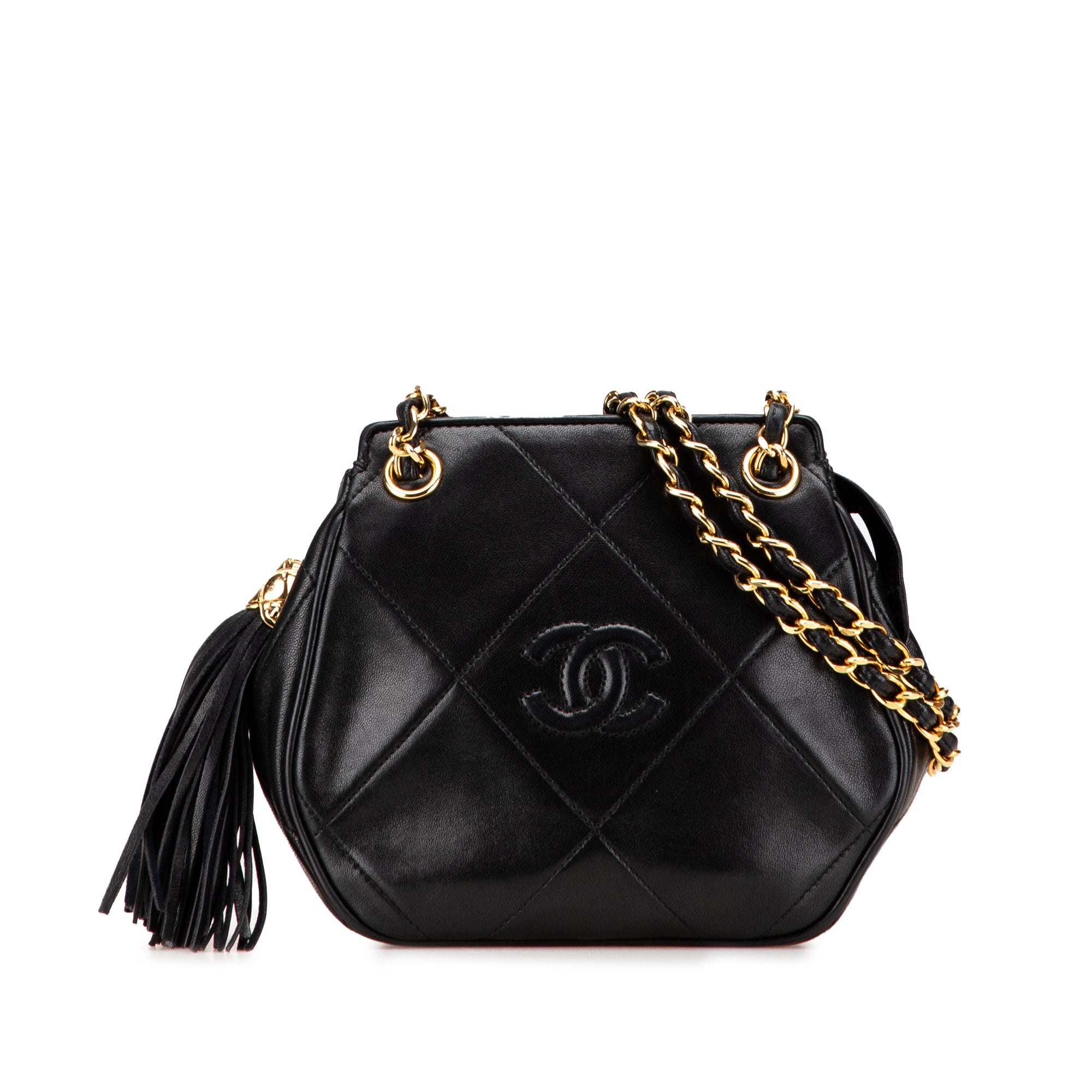 Chanel CC Quilted Lambskin Tassel Crossbody - image 1