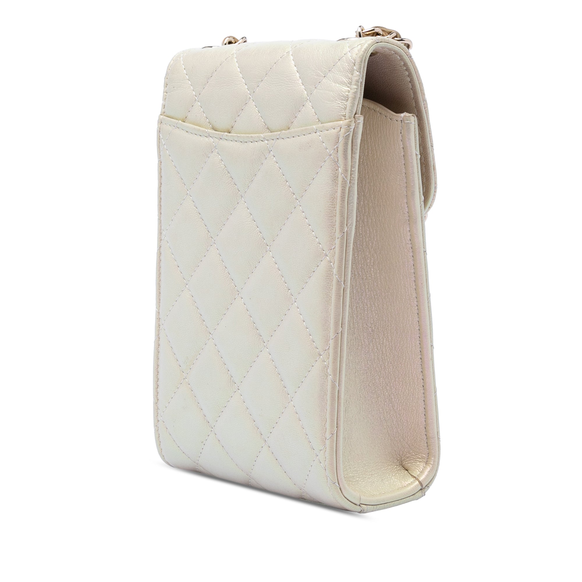 Chanel CC Quilted Iridescent Lambskin Phone Holder with Chain - image 2