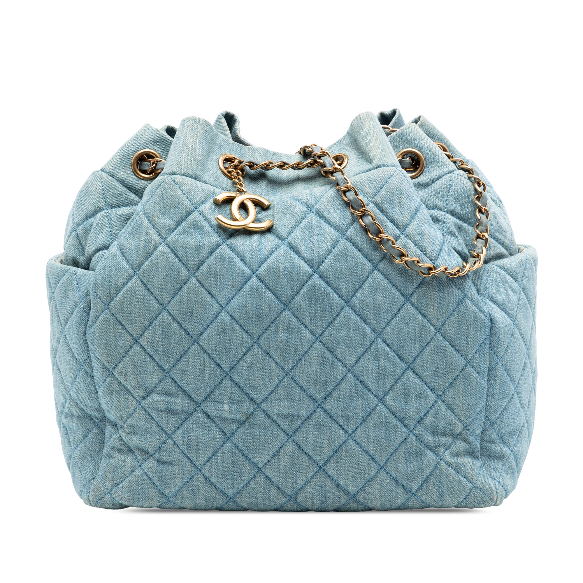 Chanel Quilted Washed Denim Urban Spirit Bucket Bag - image 1