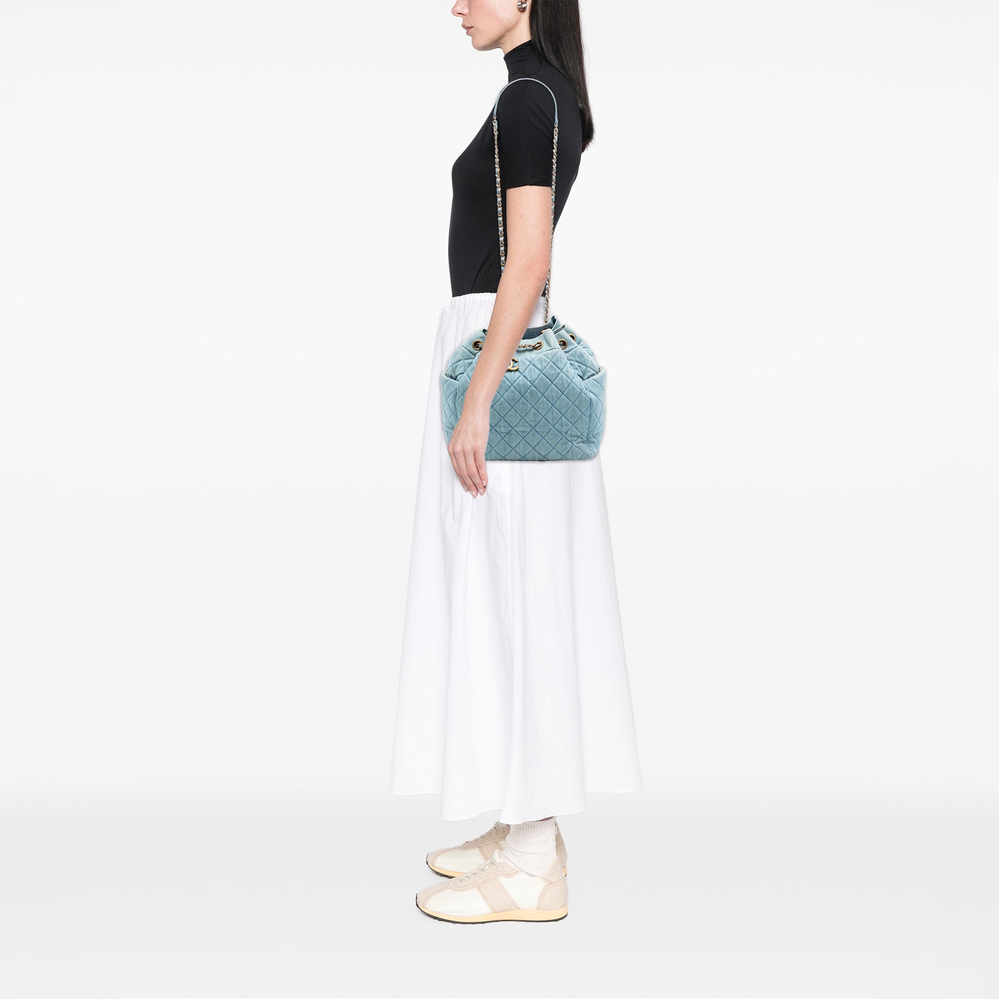 Chanel Quilted Washed Denim Urban Spirit Bucket Bag - image 7