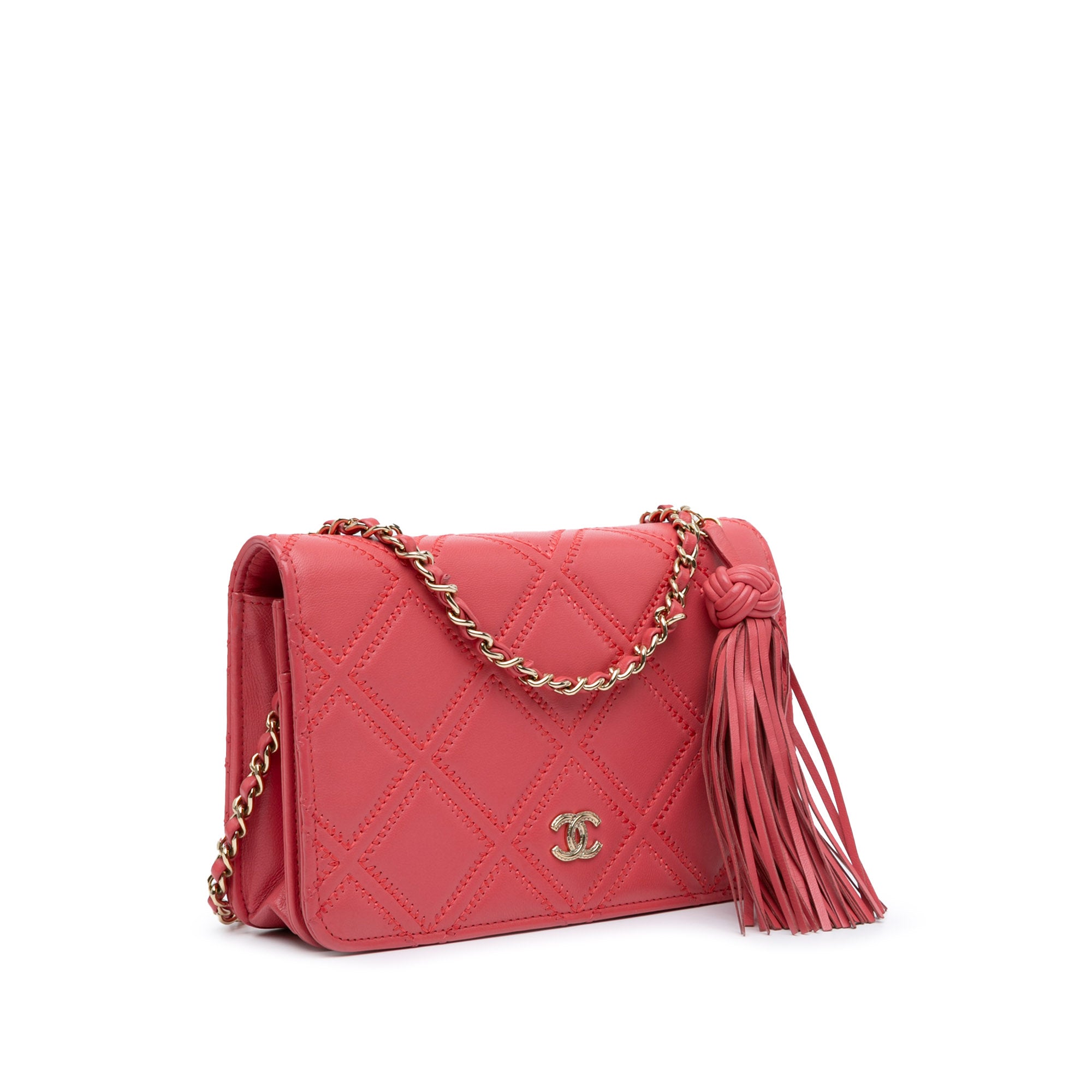 Chanel CC Quilted Lambskin Double Stitch Tassel Wallet On Chain - image 2