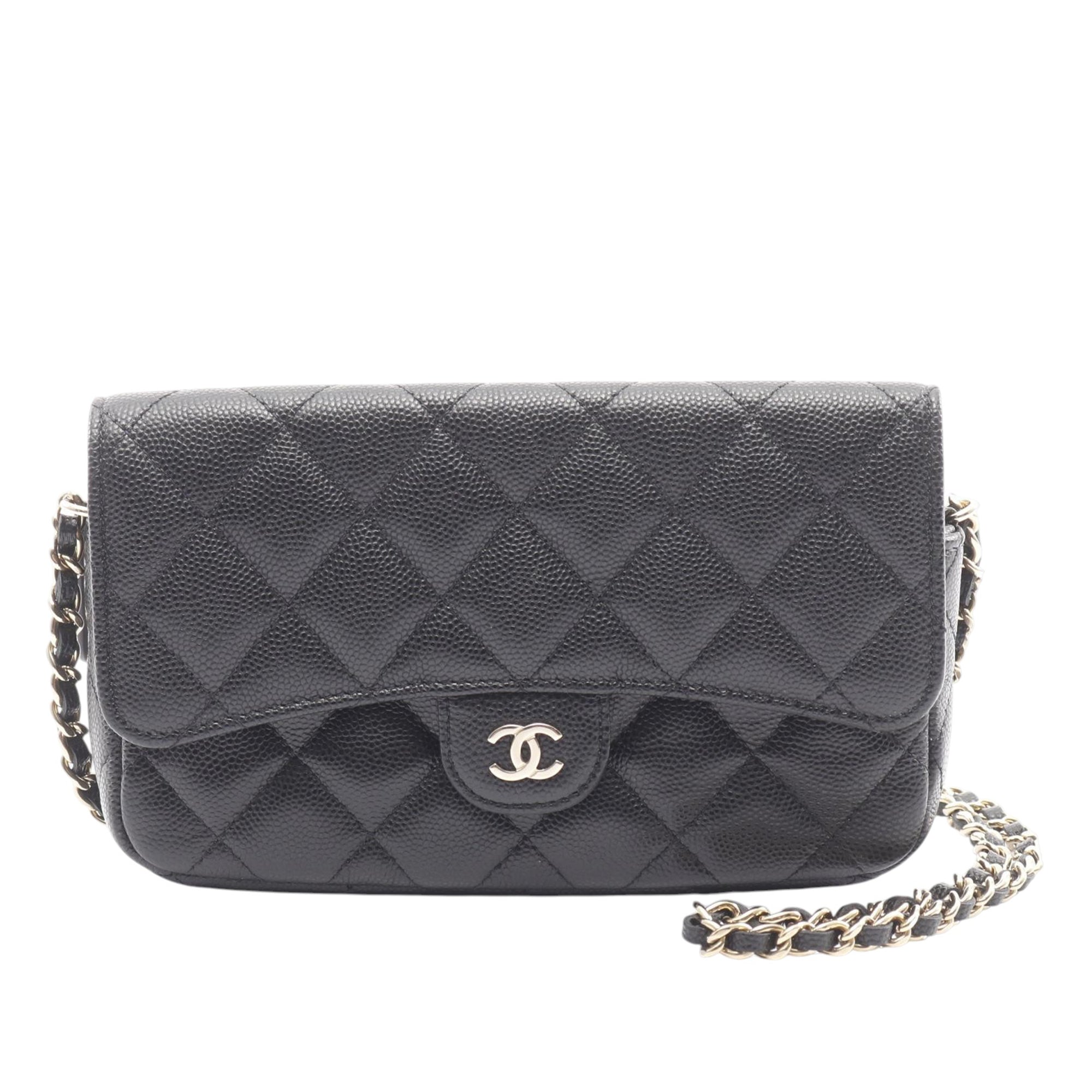 Chanel CC Quilted Caviar Flap Phone Holder Wallet on Chain - image 1