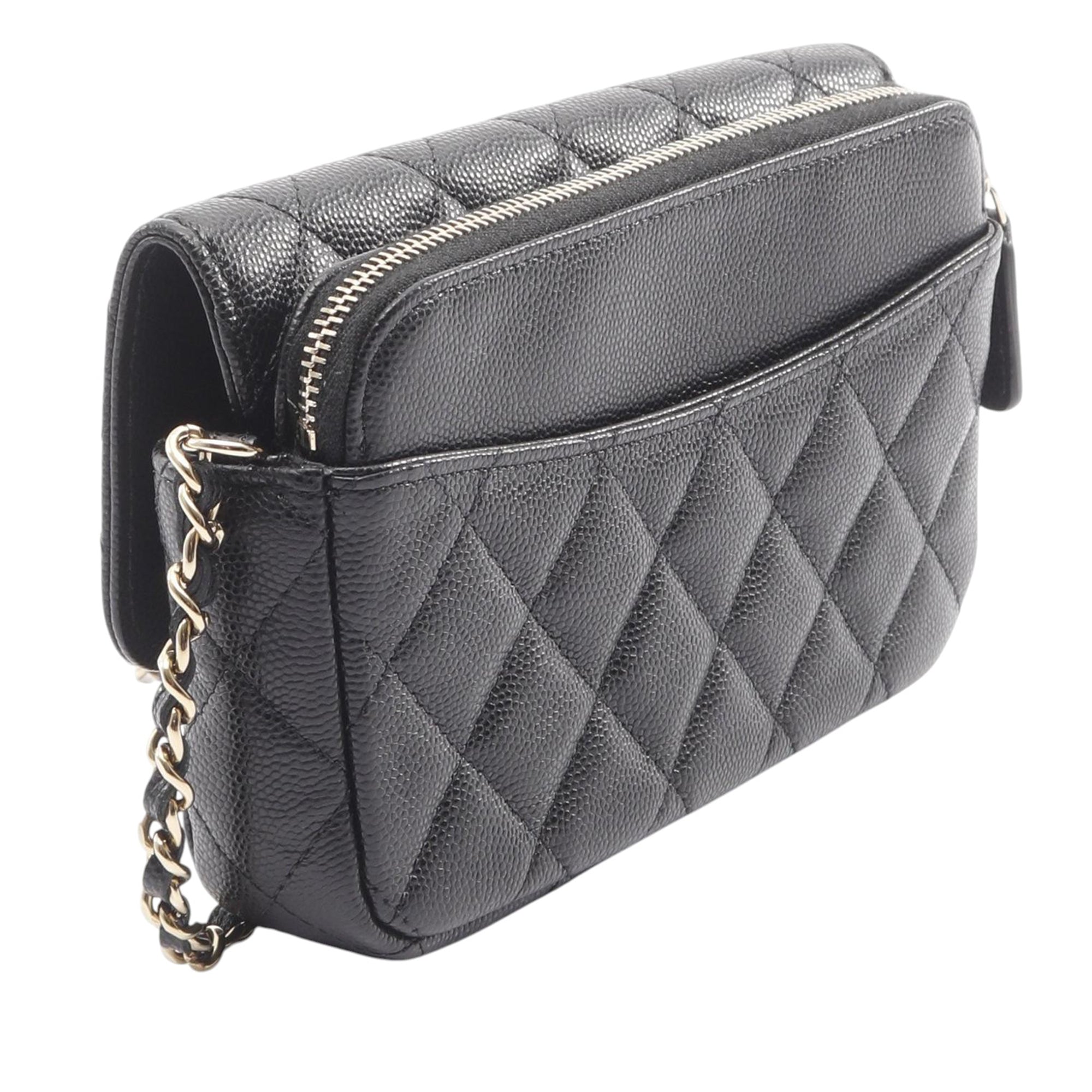Chanel CC Quilted Caviar Flap Phone Holder Wallet on Chain - image 2