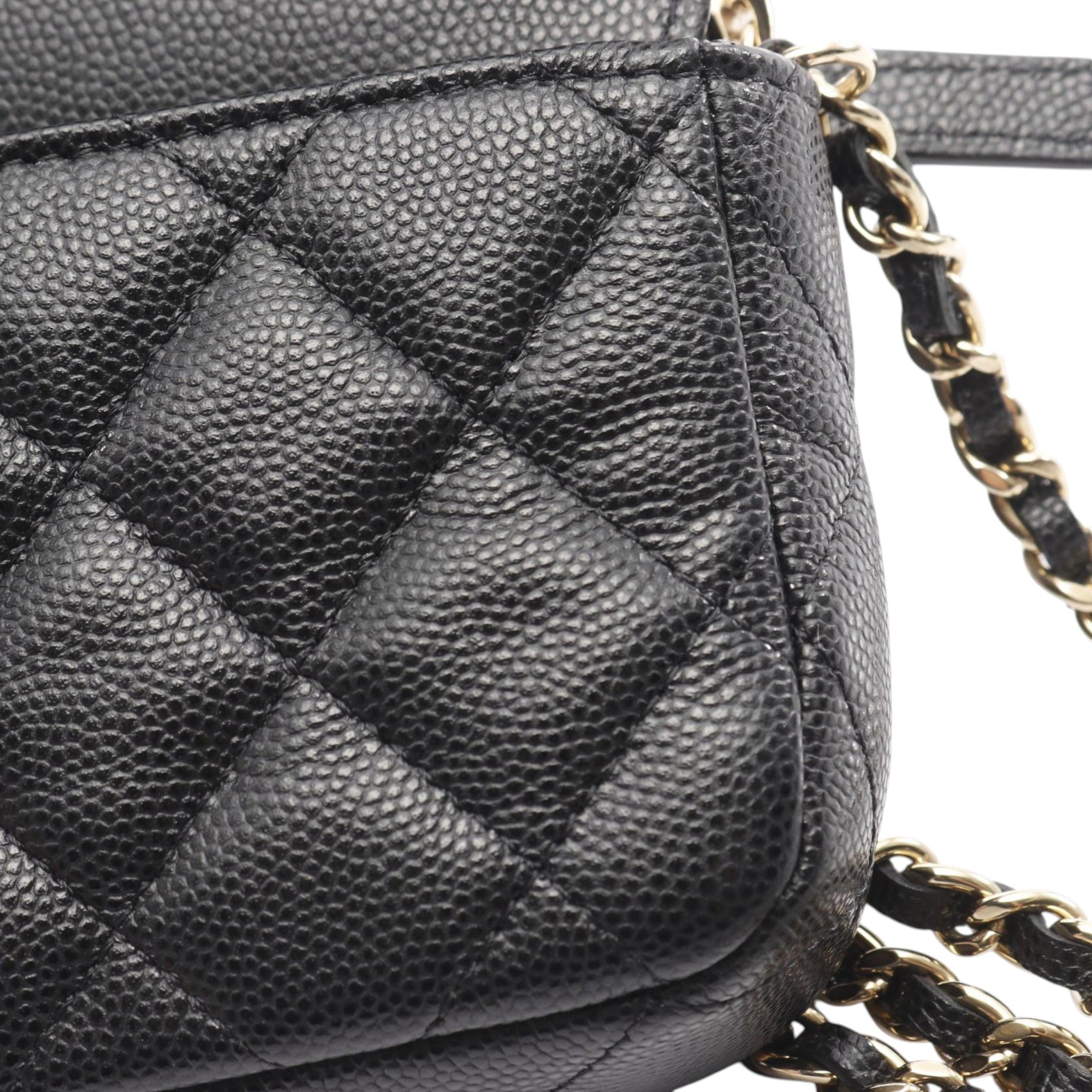 Chanel CC Quilted Caviar Flap Phone Holder Wallet on Chain - image 6