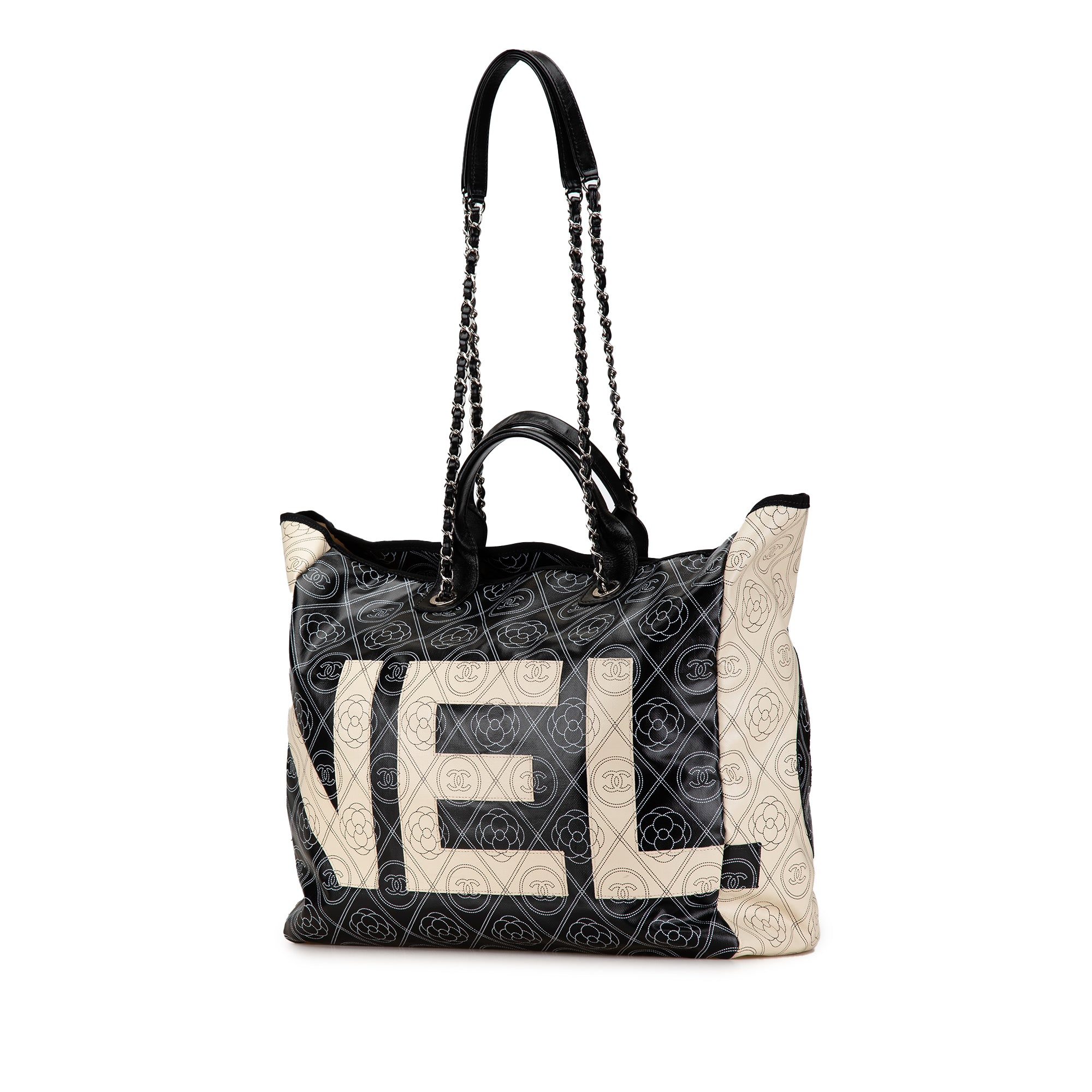 Chanel Large Coated Canvas Camellia Logo Deauville Shopping Tote - image 2