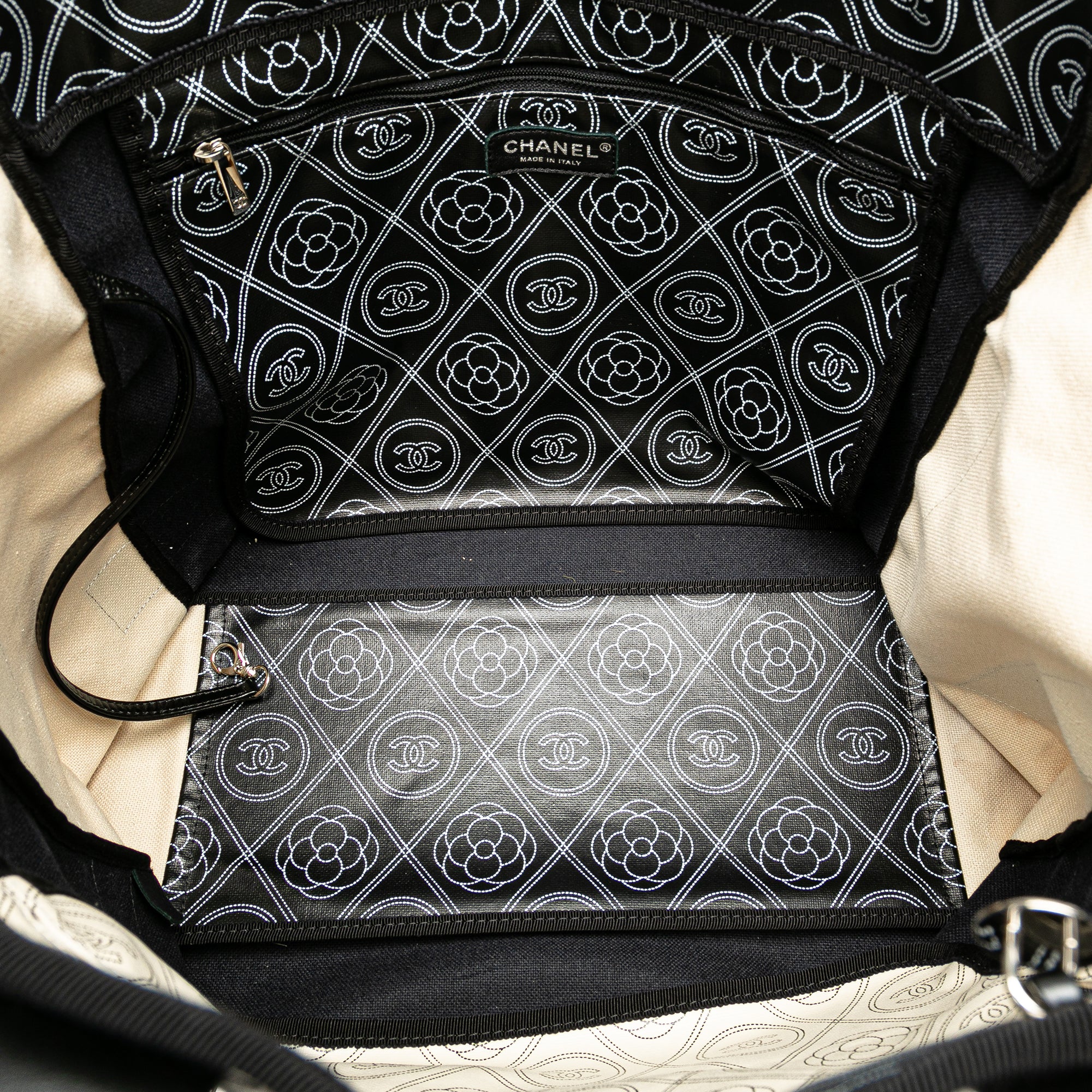Chanel Large Coated Canvas Camellia Logo Deauville Shopping Tote - image 4