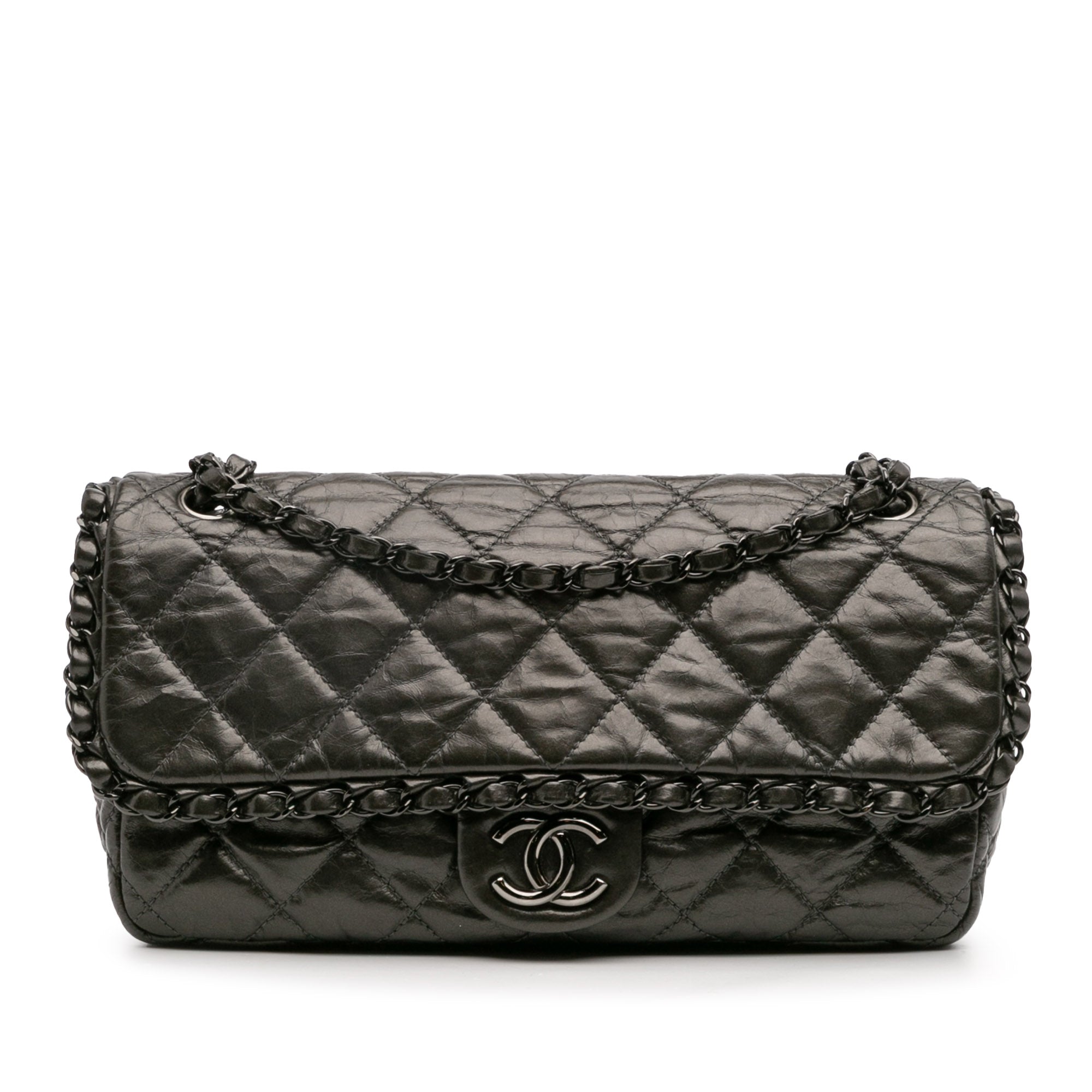 Chanel Medium Quilted Metallic Aged Calfskin Chain Me Flap - image 1