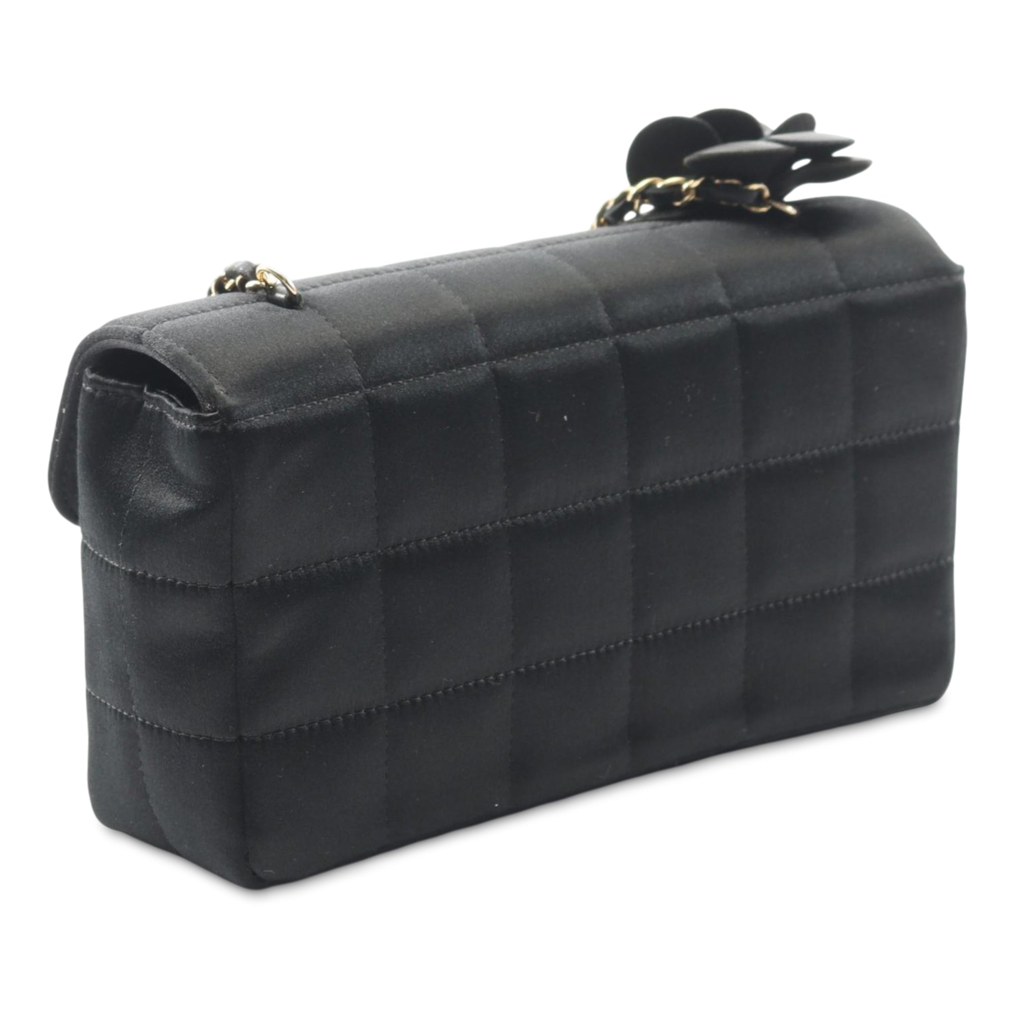Chanel Mini Choco Bar Quilted Satin Camellia Flap - image 2