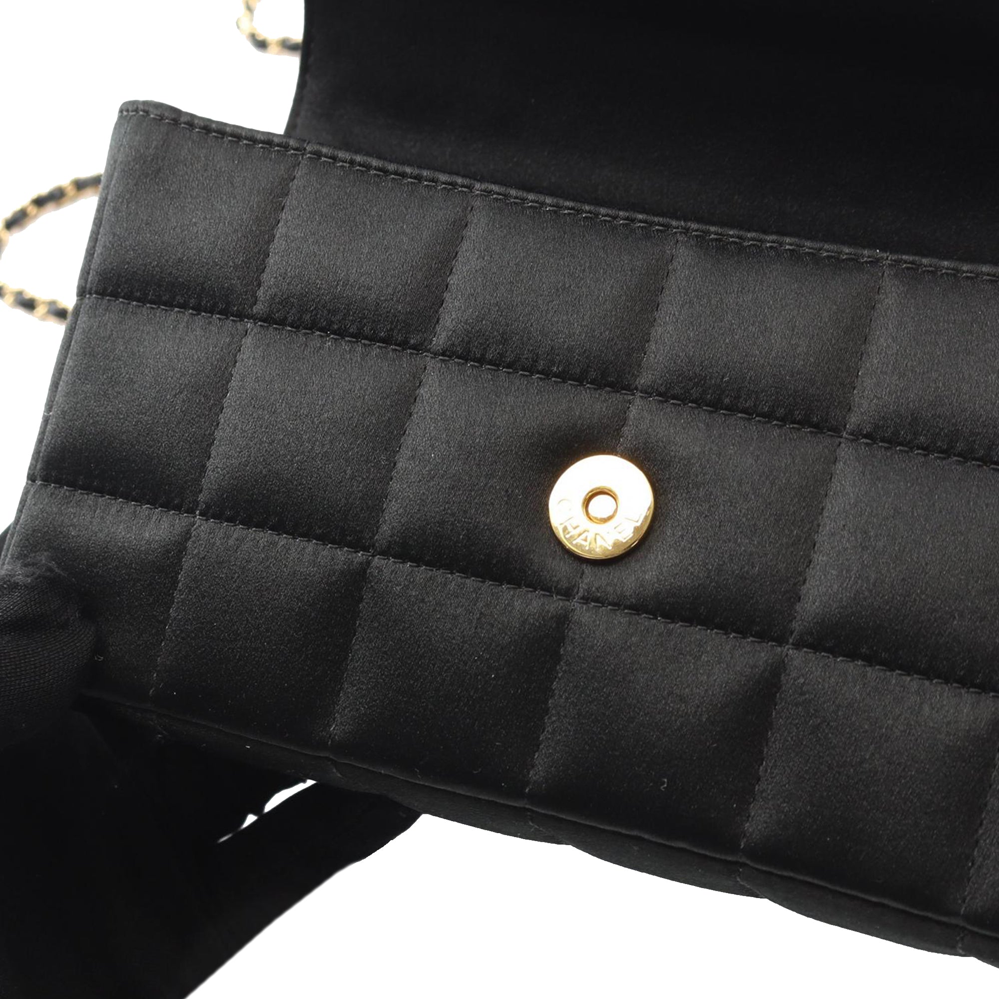 Chanel Mini Choco Bar Quilted Satin Camellia Flap - image 8