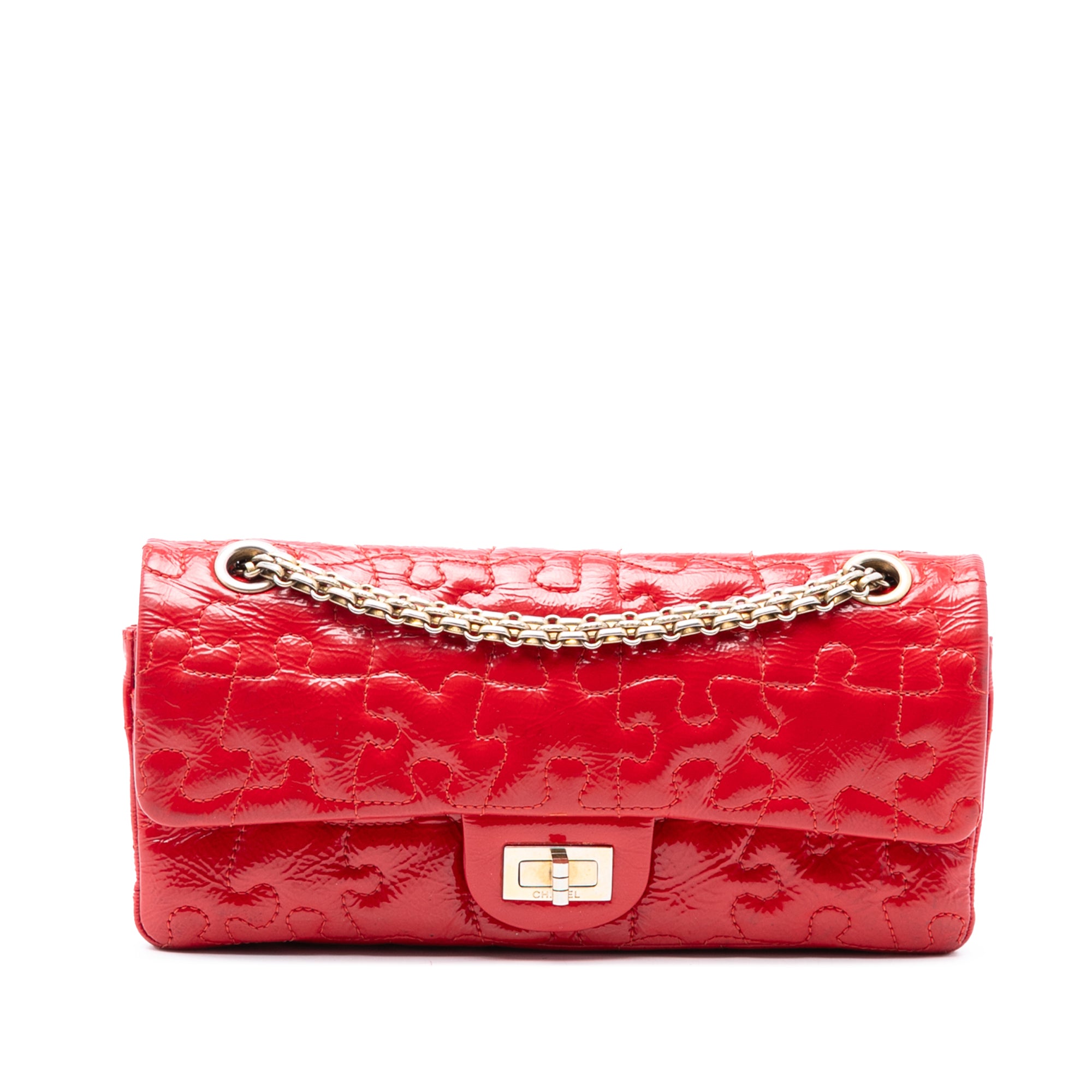Chanel Reissue 2.55 Crackled Patent Puzzle East West Double Flap - image 1