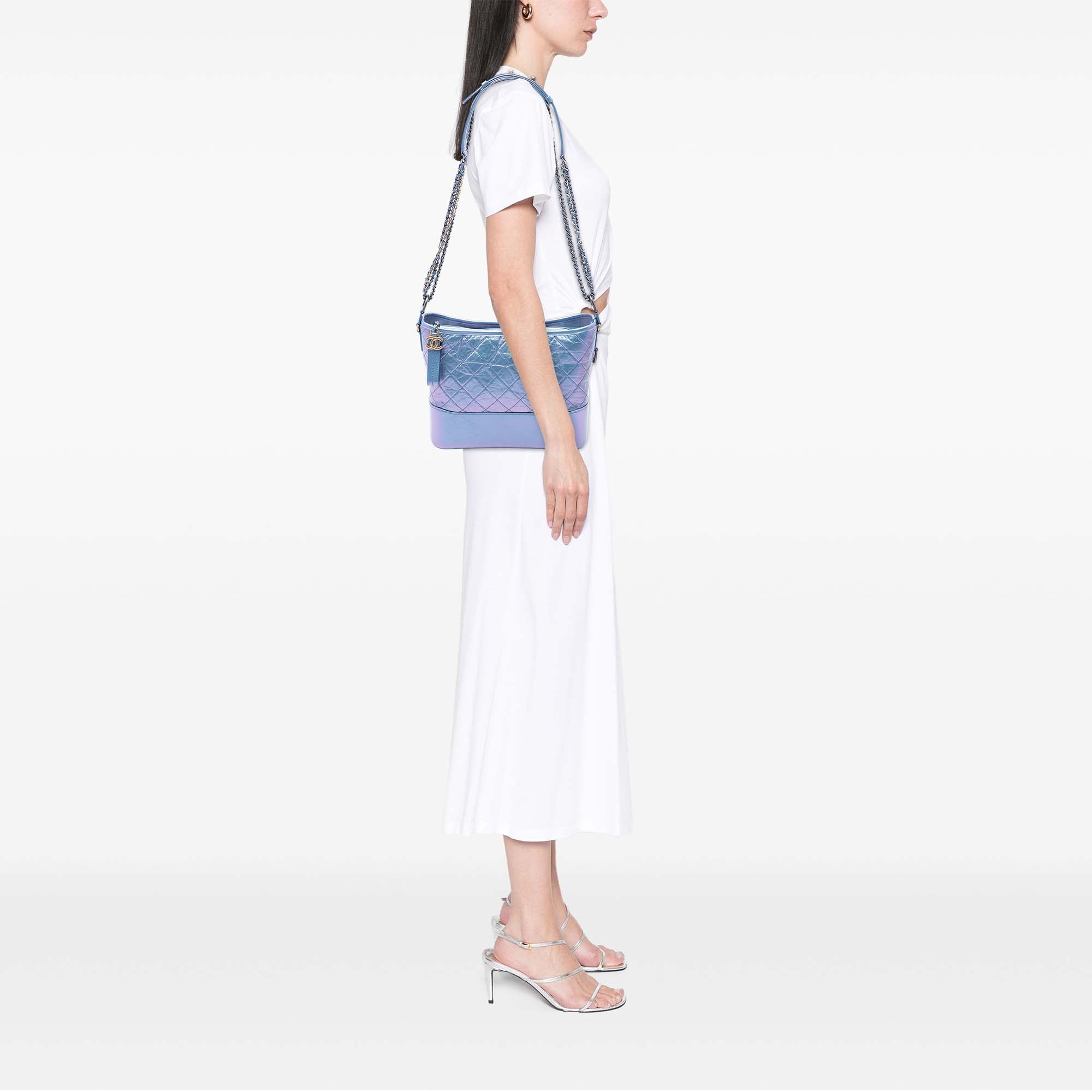 Chanel Medium Quilted Iridescent Lambskin and Calfskin Gabrielle Hobo - image 6