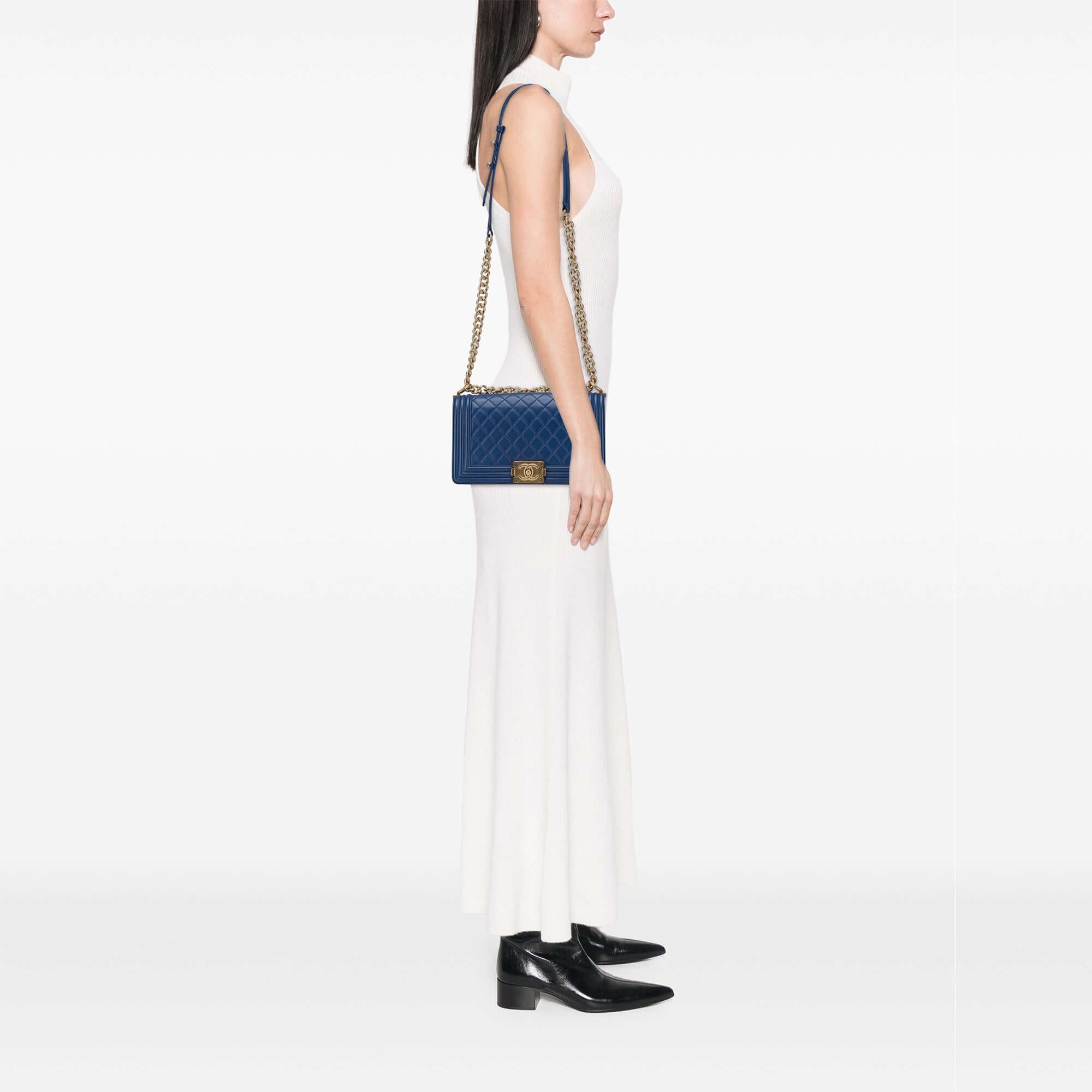 Chanel Old Medium Quilted Lambskin Boy Flap