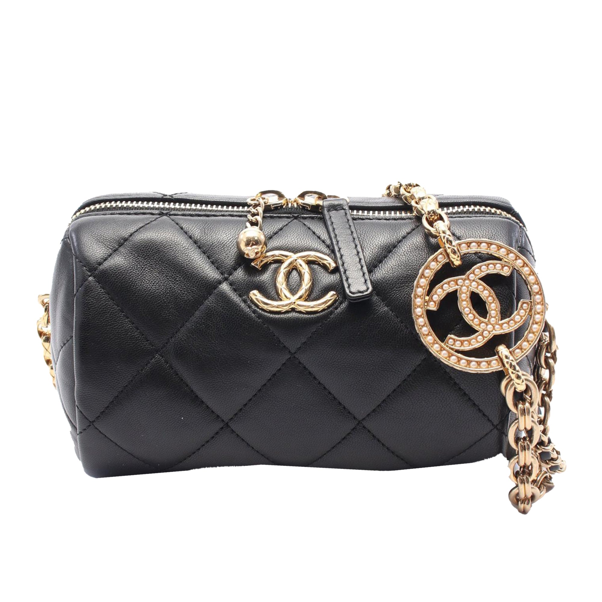 Chanel Mini Quilted Lambskin Bowling Bag - image 1