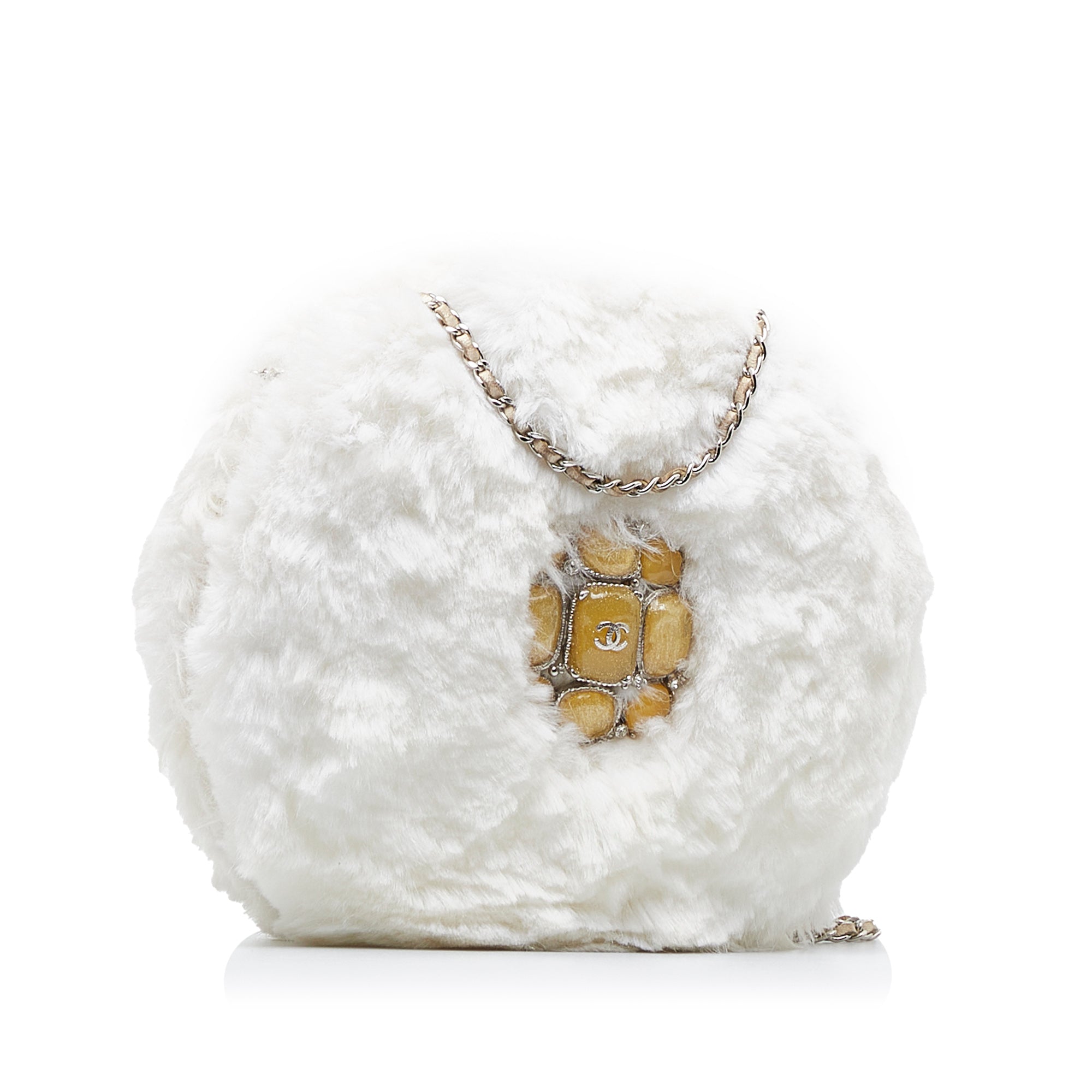 Chanel CC Crystal Embellished Faux Fur Round Crossbody - image 2