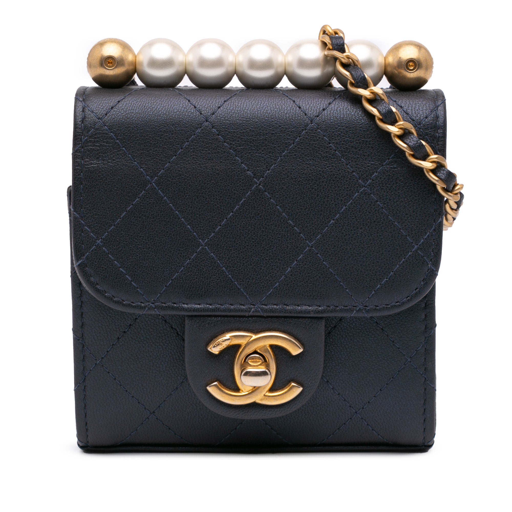 Chanel Mini Goatskin Chic Pearls Clutch On Chain - image 1
