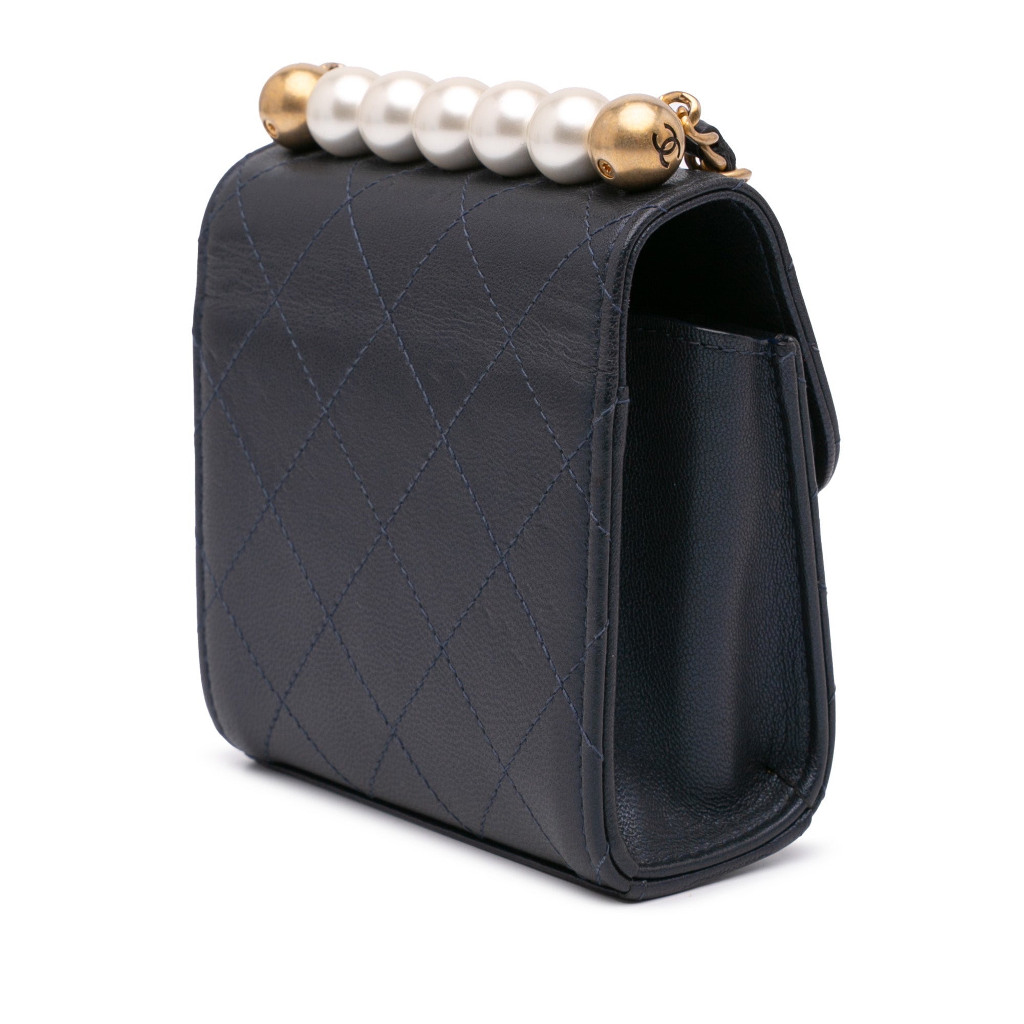 Chanel Mini Goatskin Chic Pearls Clutch On Chain - image 2